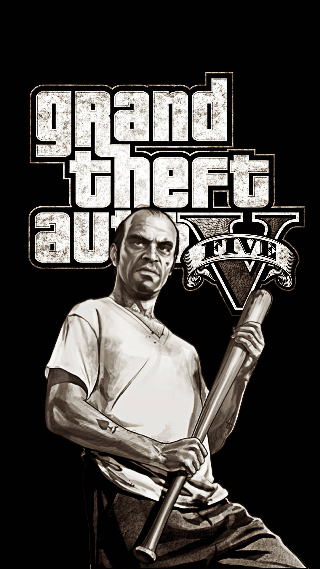 1080p GTA 5 Trevor Philips سیاہ اور سفید وال پیپر