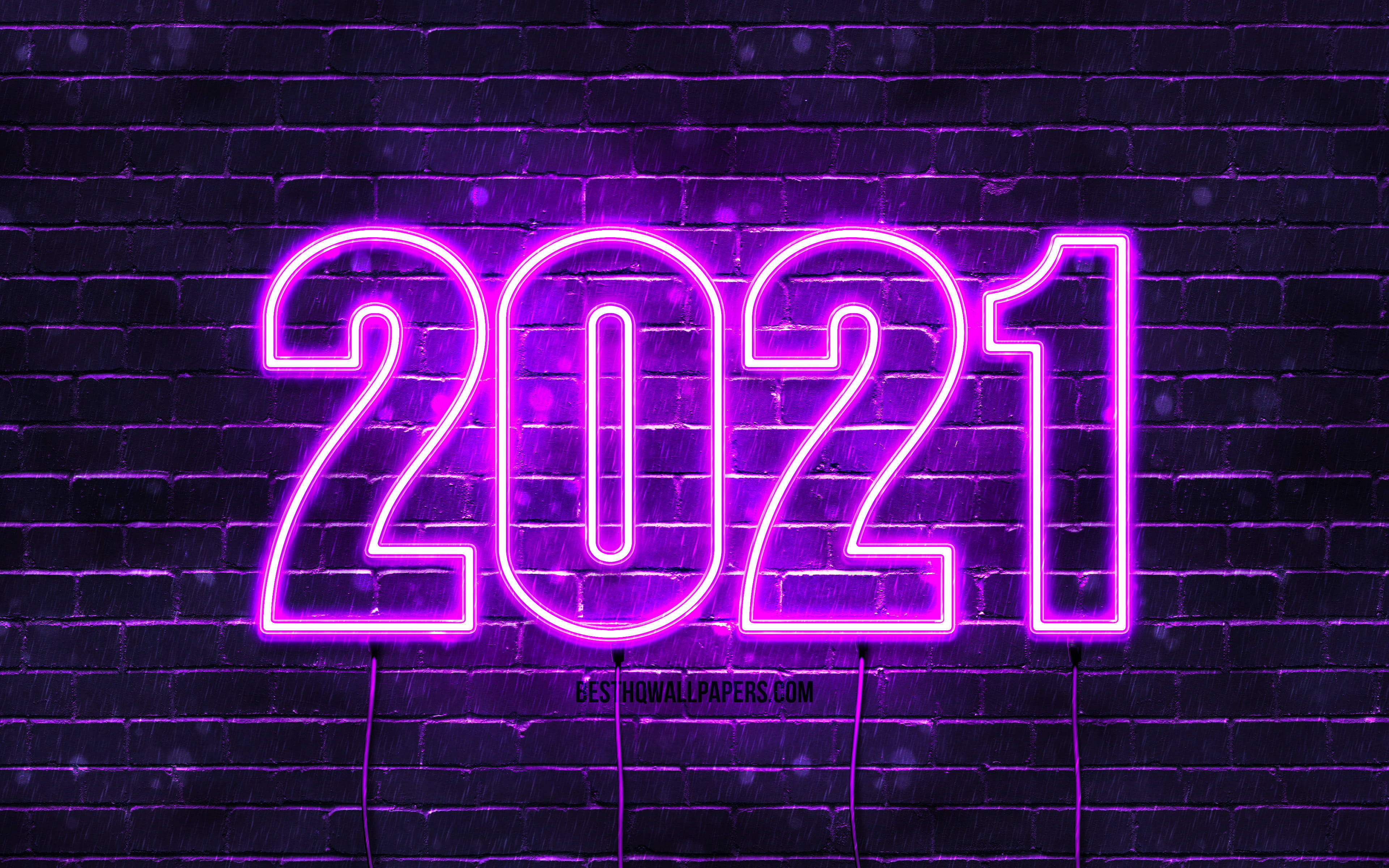 نیون جامنی نیا سال 2021 مبارکباد وال پیپر