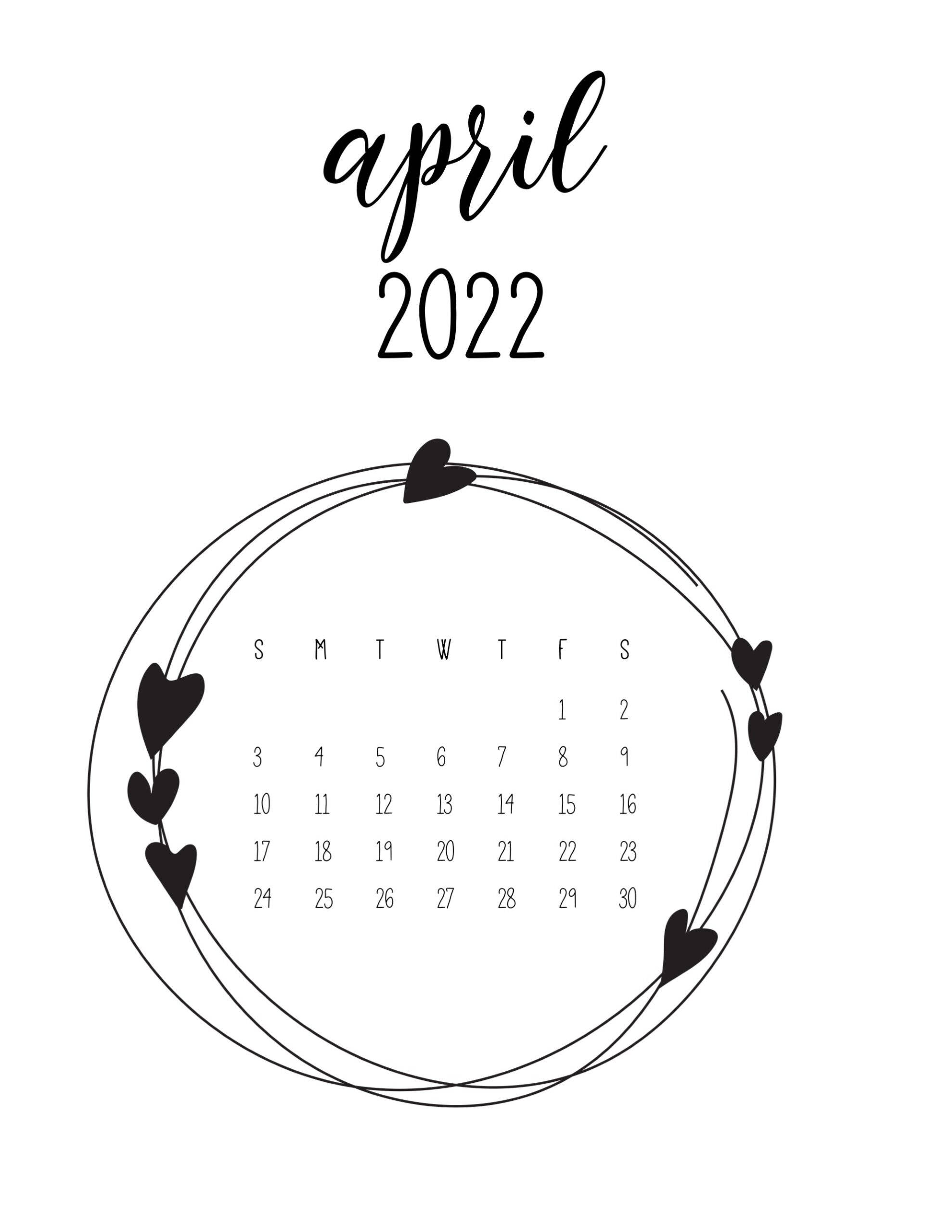 سیاہ اور سفید اپریل 2022 کیلنڈر وال پیپر
