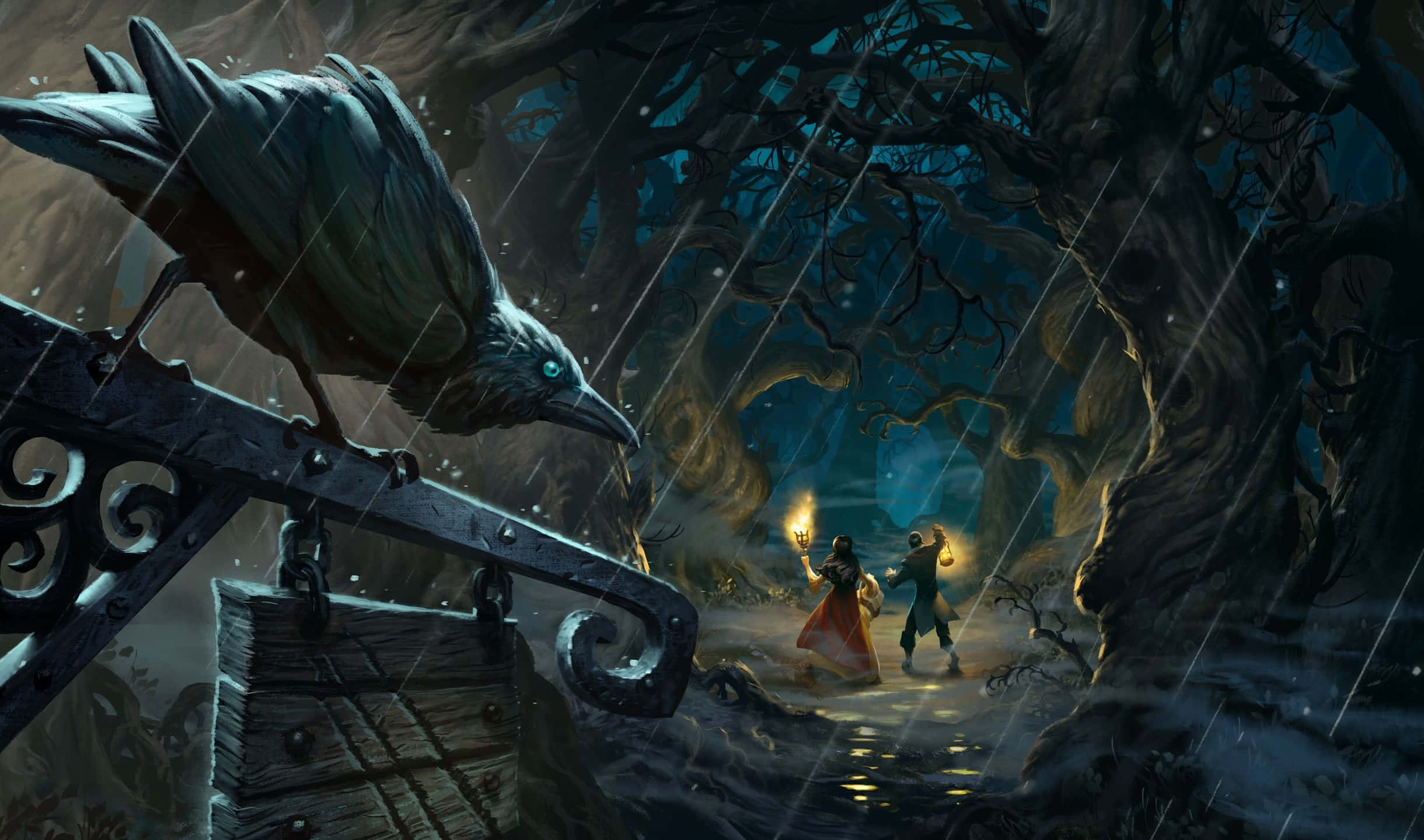 2440x1440 Hearthstone خوفناک وِچ وُڈ پس منظر وال پیپر