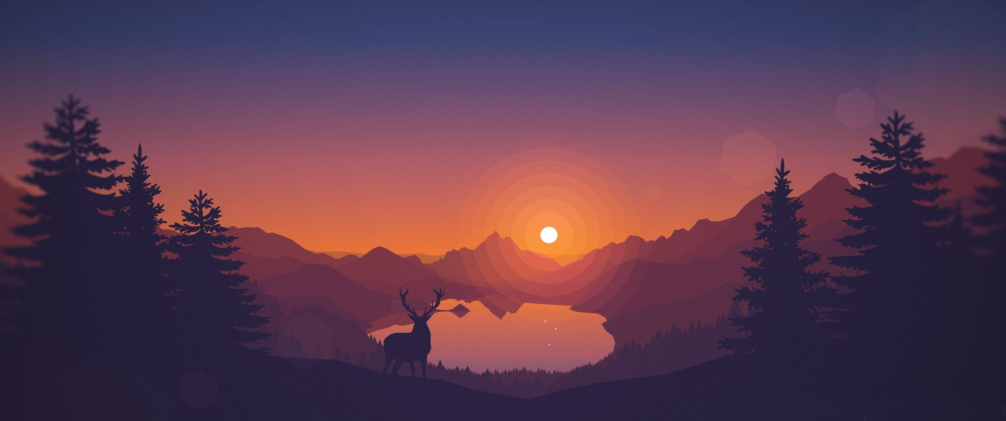 3440x1440 مرصع غروب وادی وال پیپر