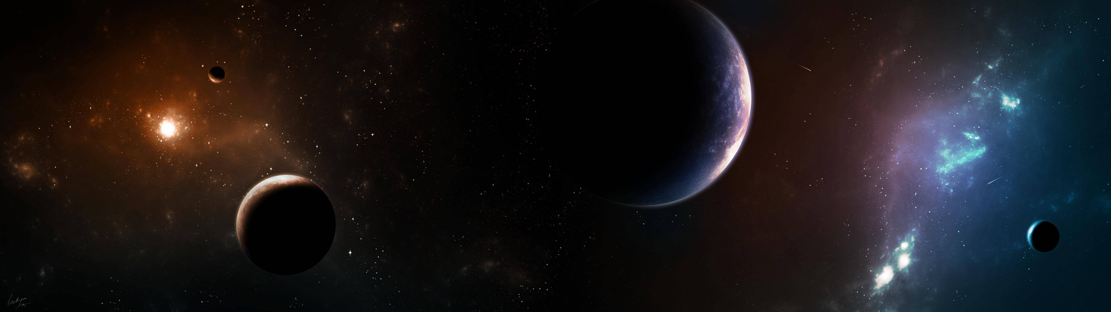 3840x1080 HD ڈوئل مانیٹر کہکشاں وال پیپر