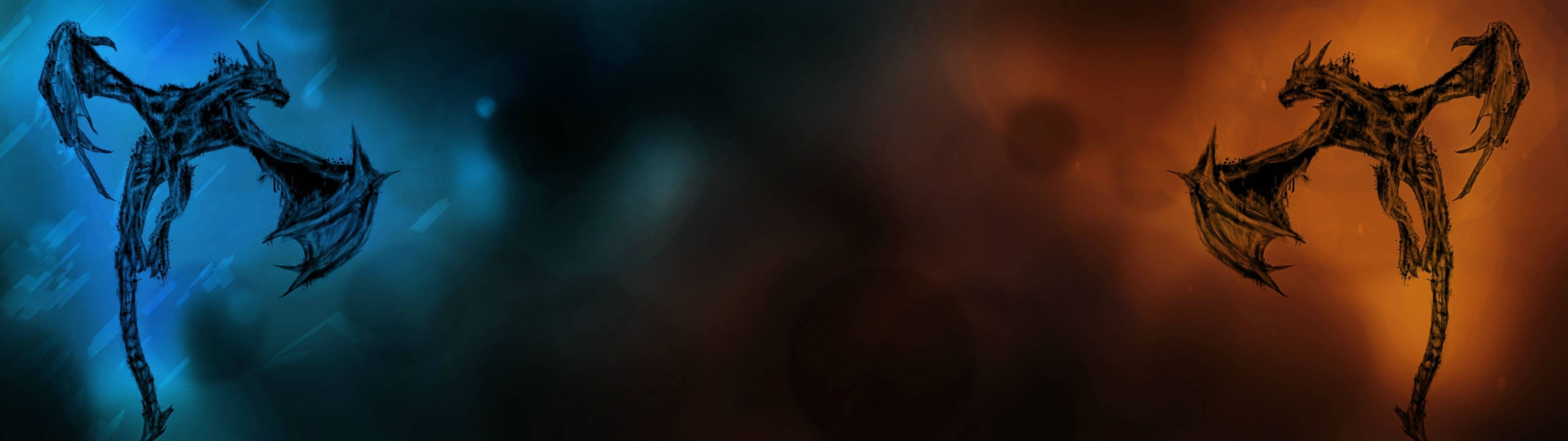 3840x1080 HD ڈوئل مانیٹر ڈریگنز وال پیپر