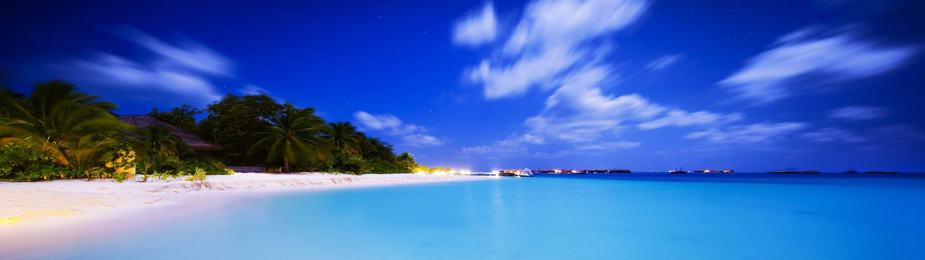 3840x1080 HD ڈوئل مانیٹر بیچ وال پیپر