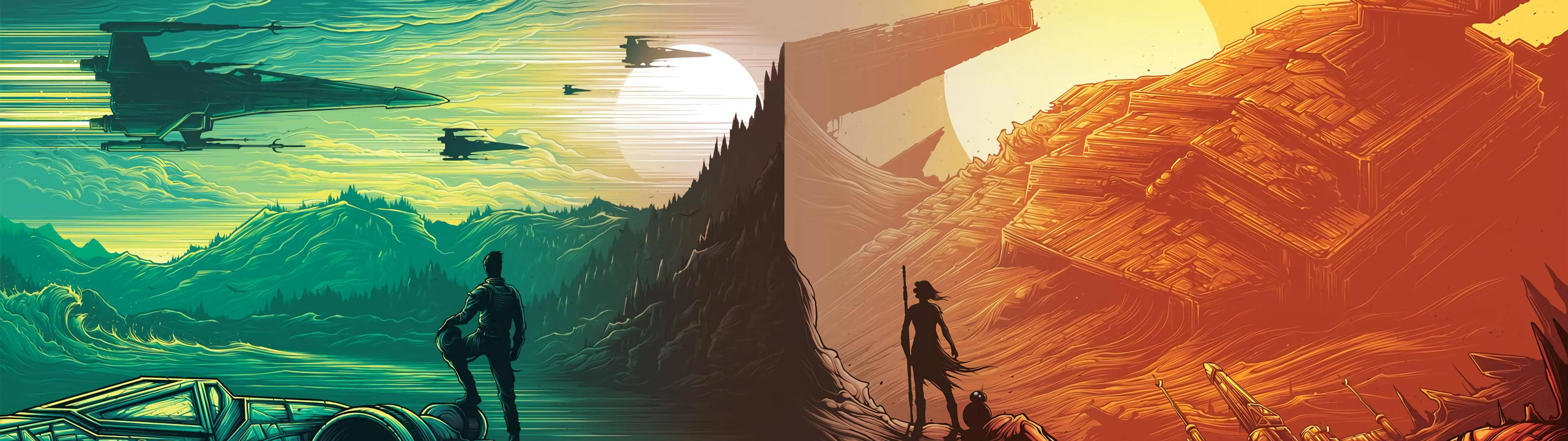 3840x1080 HD ڈوئل مانیٹر اسٹار وارز آرٹ