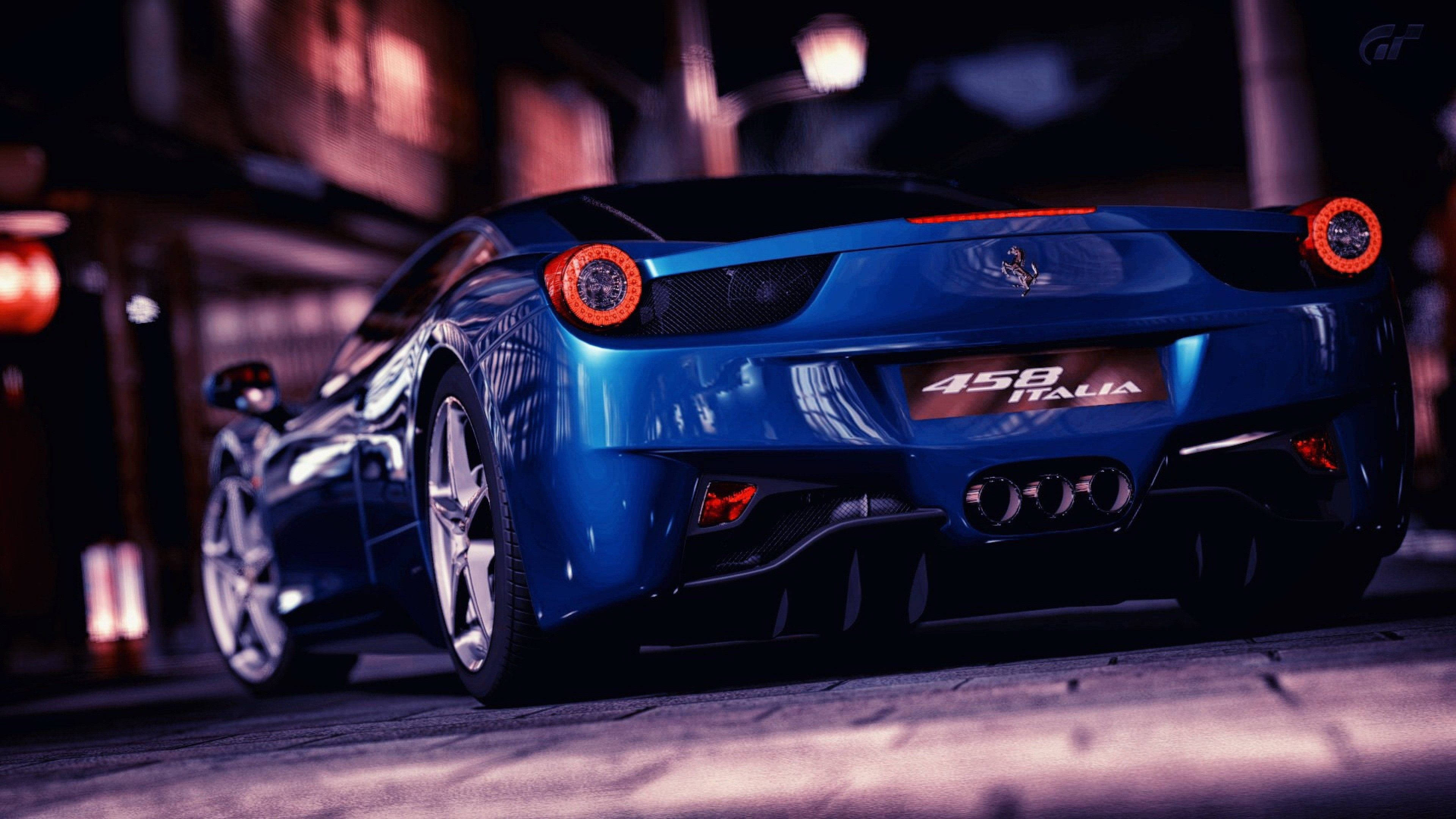 گاڑی 4K نیلی 458 Italia Ferrari وال پیپر