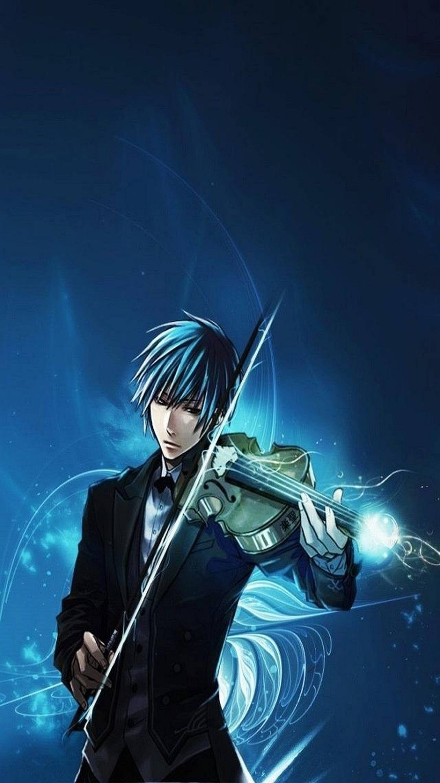 4K Anime iPhone لڑکا وائلن بجا رہا ہے وال پیپر