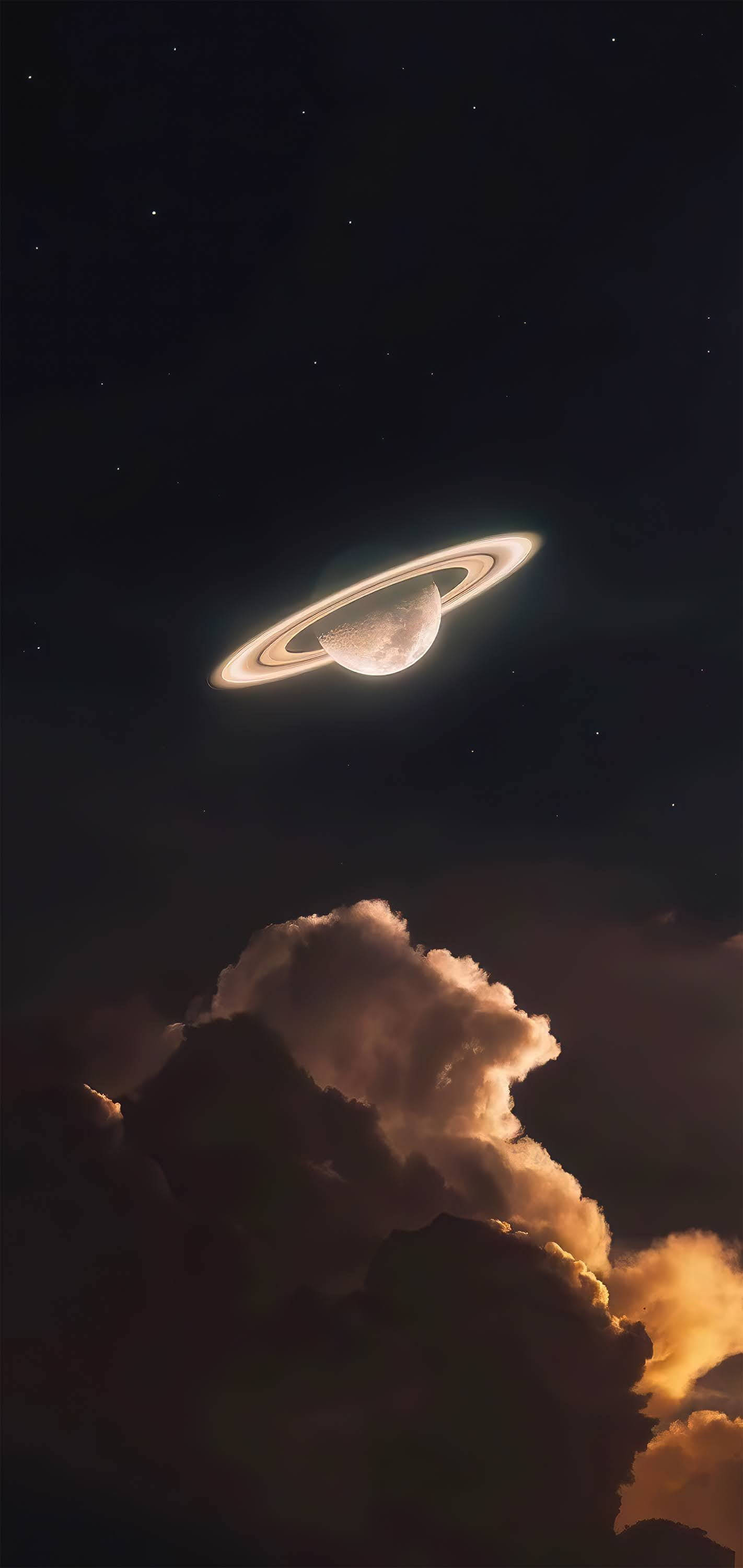 چمکتا ہوا جمالیاتی زحل 4K وال پیپر