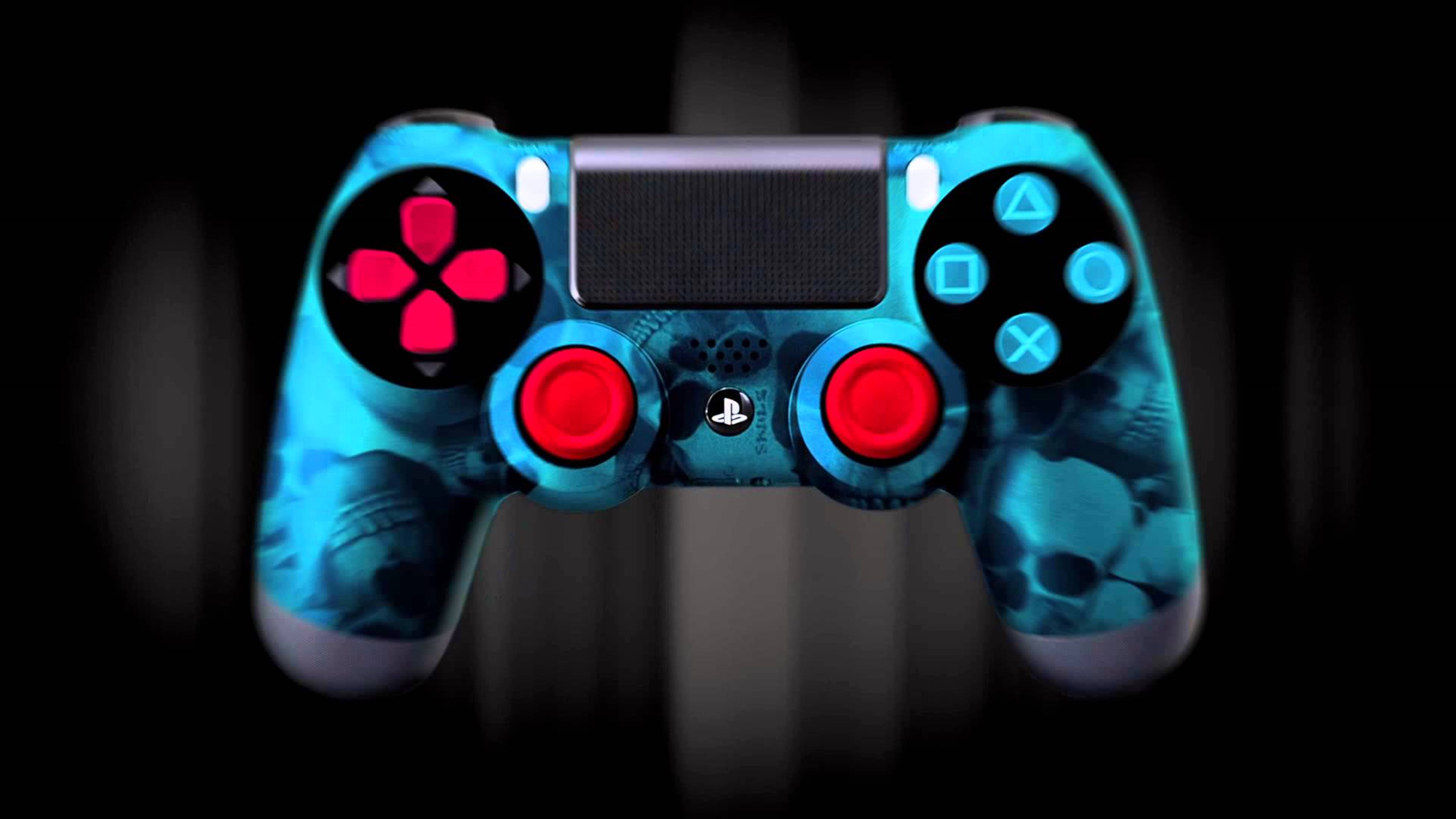 4K PS4 جس پر نیون کھوپڑی کا ڈیکل ہے وال پیپر