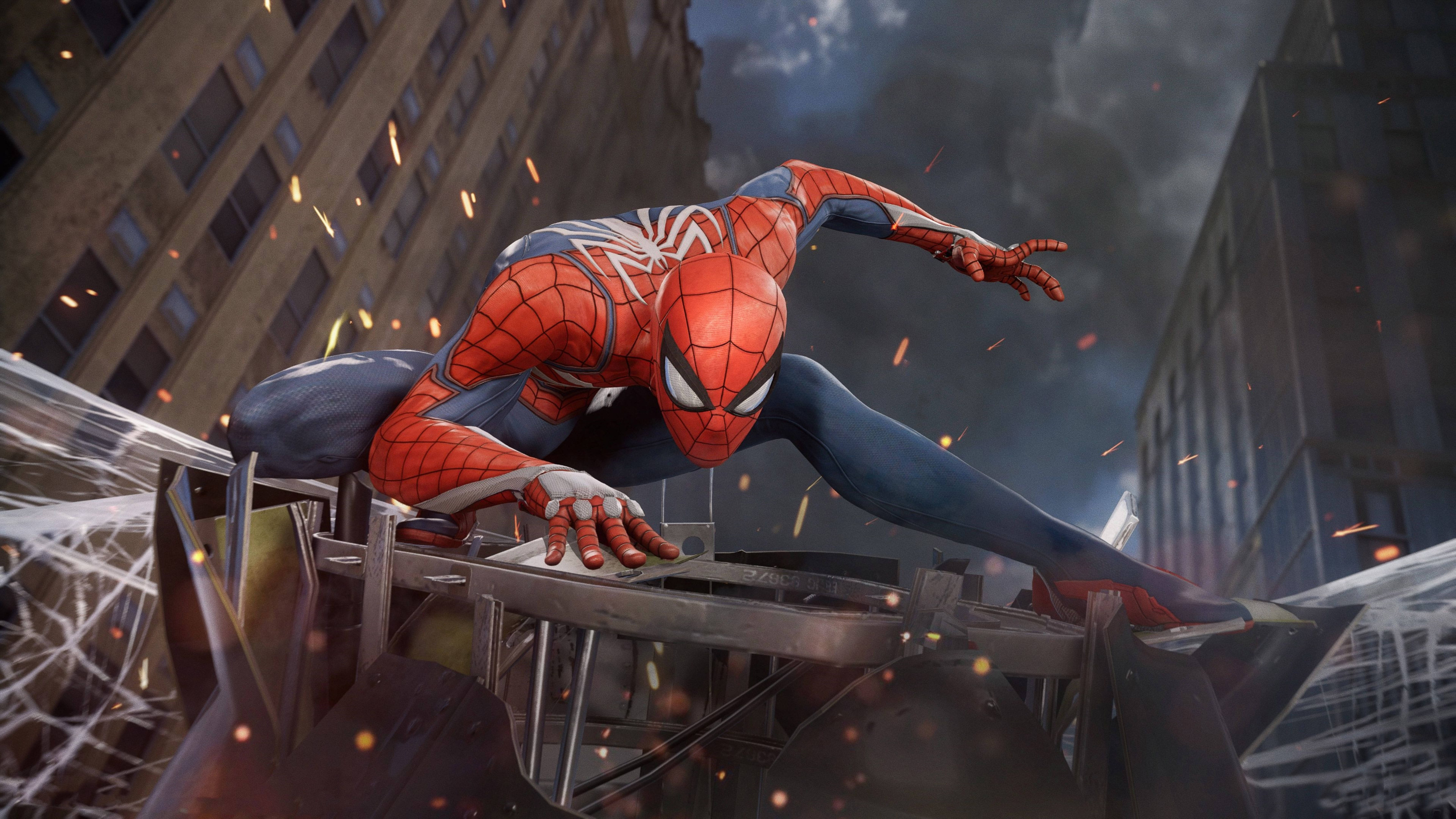 مارول اسپائیڈر مین سپر ہیرو پوز 4K PS4 وال پیپر