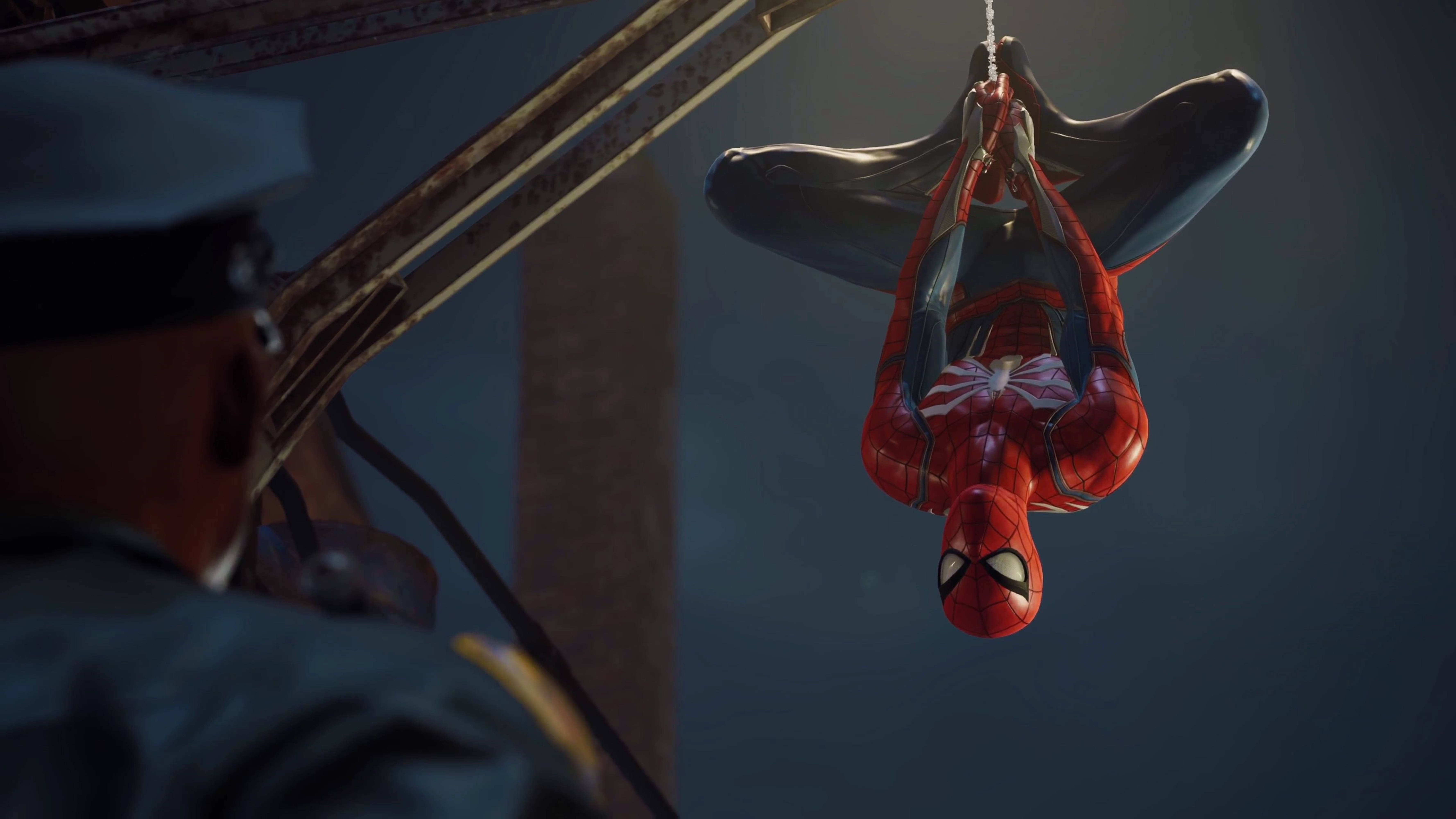 مارول اسپائیڈر مین الٹا لٹکا ہوا 4K PS4 وال پیپر