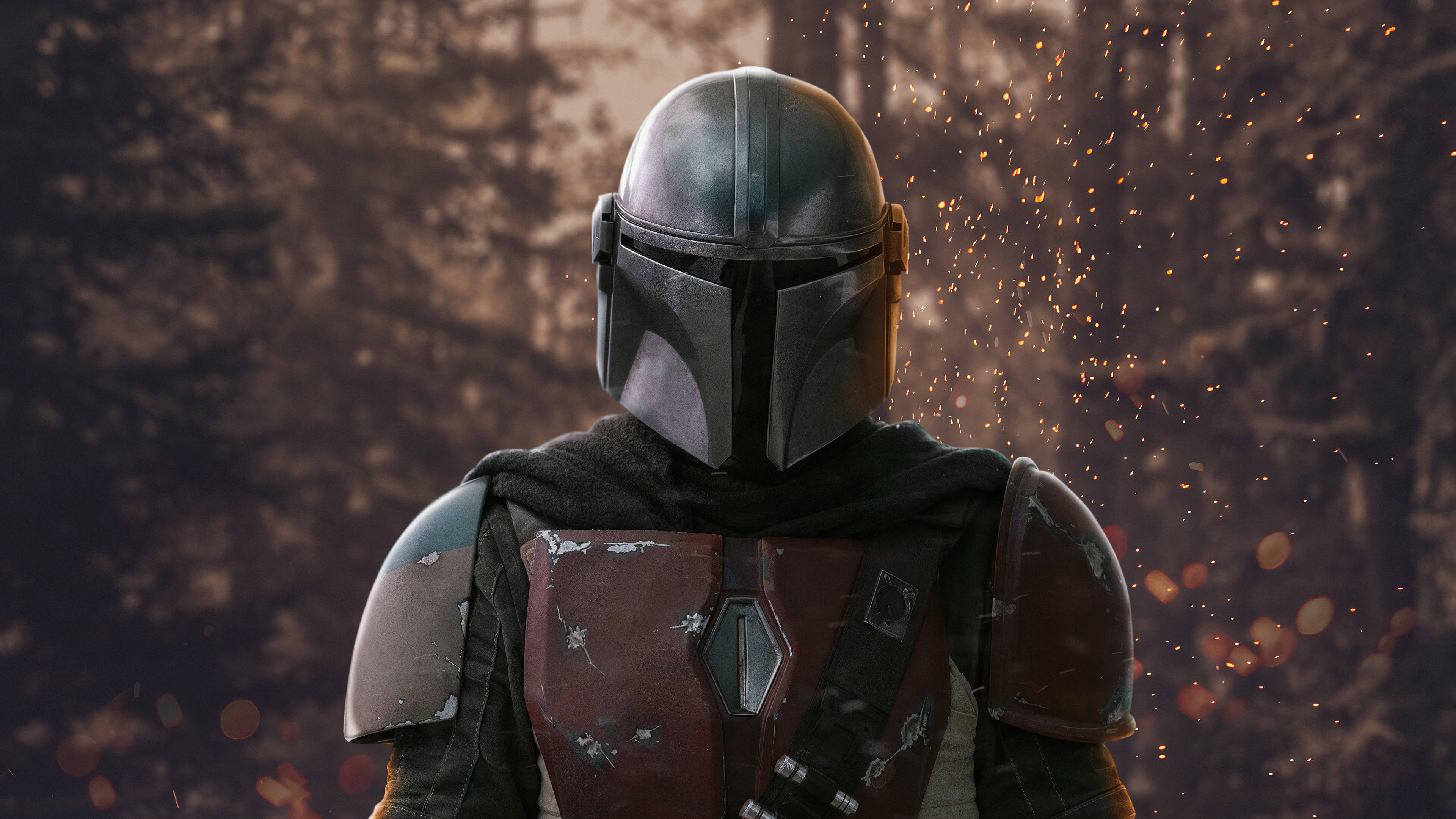 4K The Mandalorian Boba Fett اندھیرے جنگل میں وال پیپر
