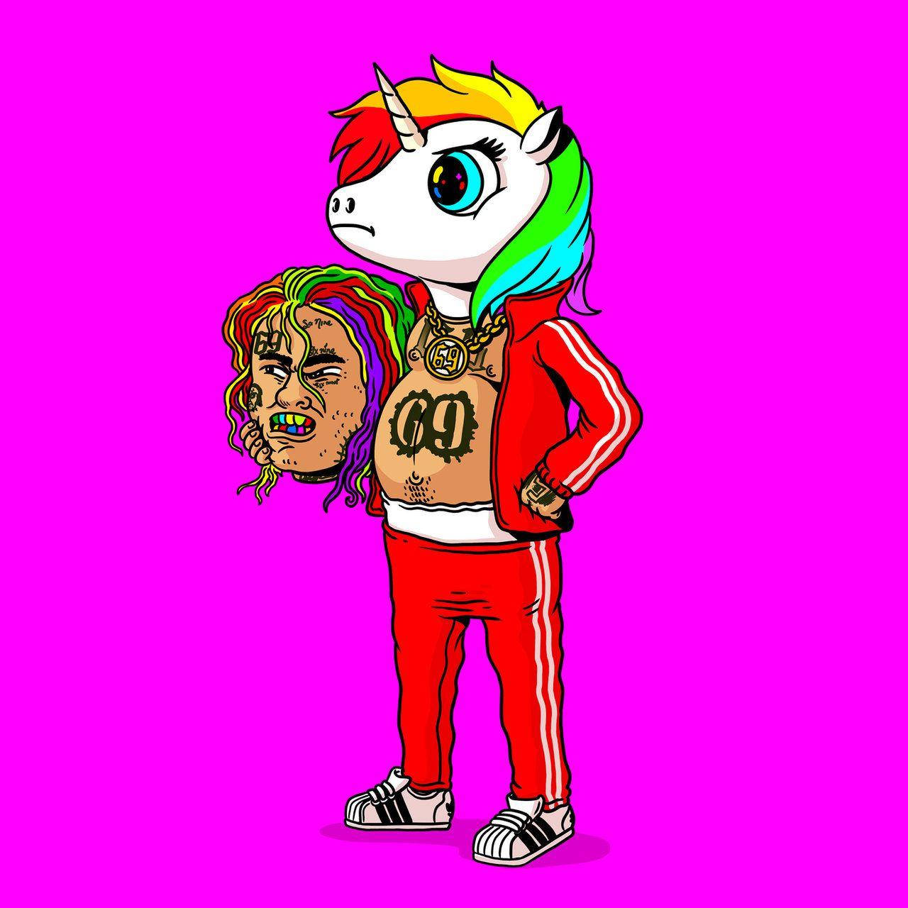6ix9ine اور قوس قزح کا یونیکورن وال پیپر