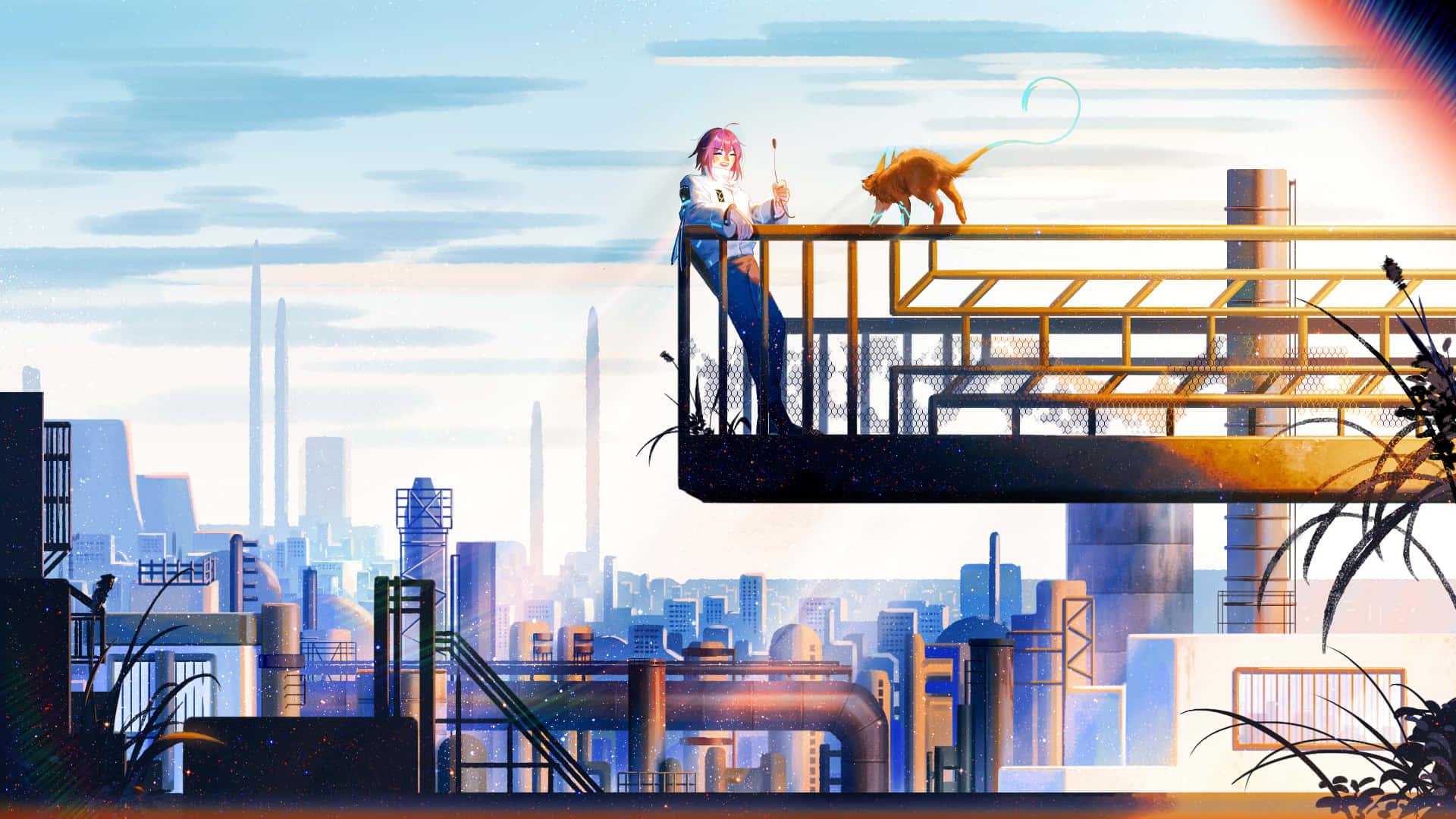 اپنے تخیل کے دروازے کھولیں اور Anime City کو دریافت کریں وال پیپر
