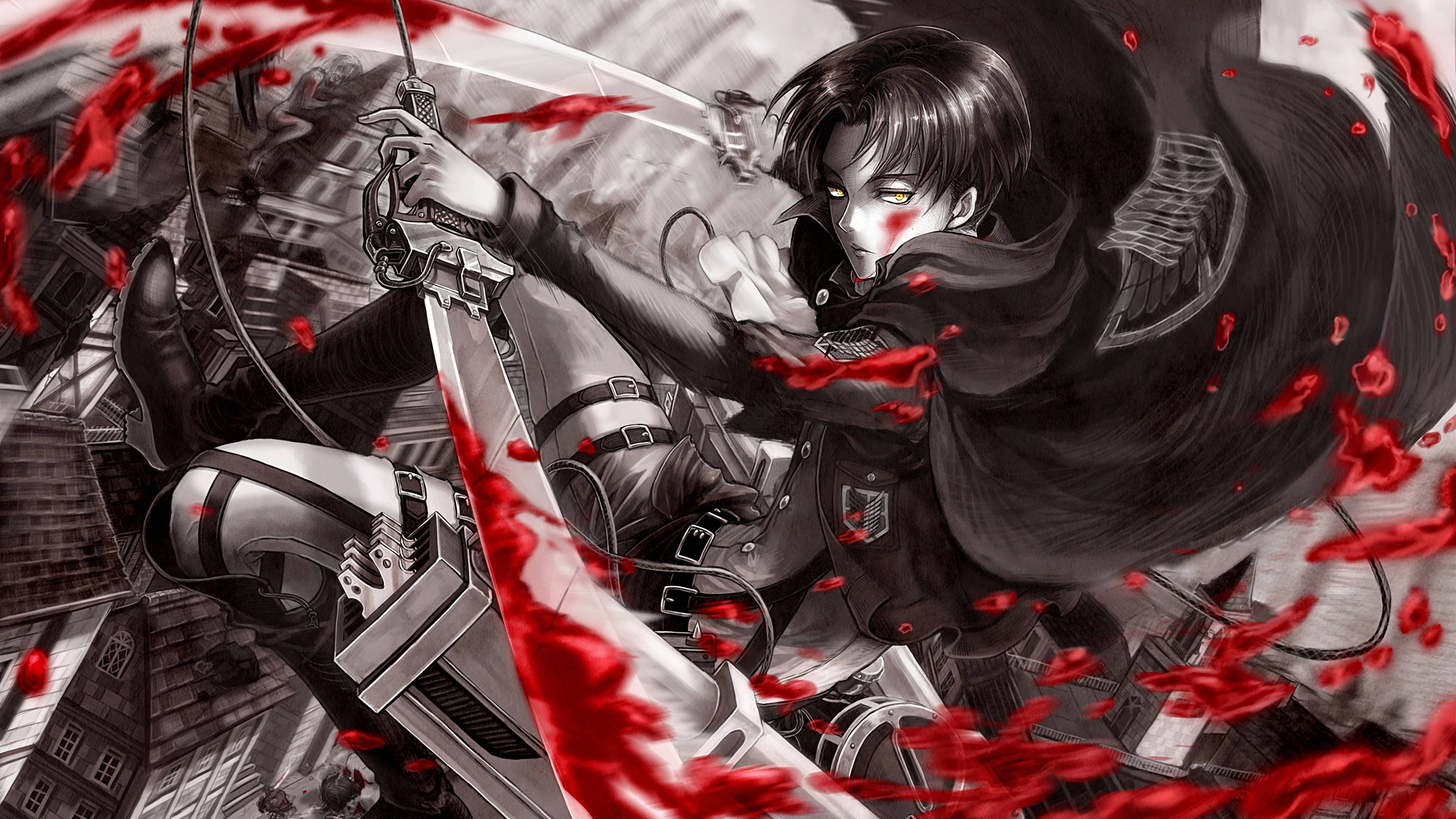 Attack On Titans 4K Eren Yeager خونی تلوار وال پیپر