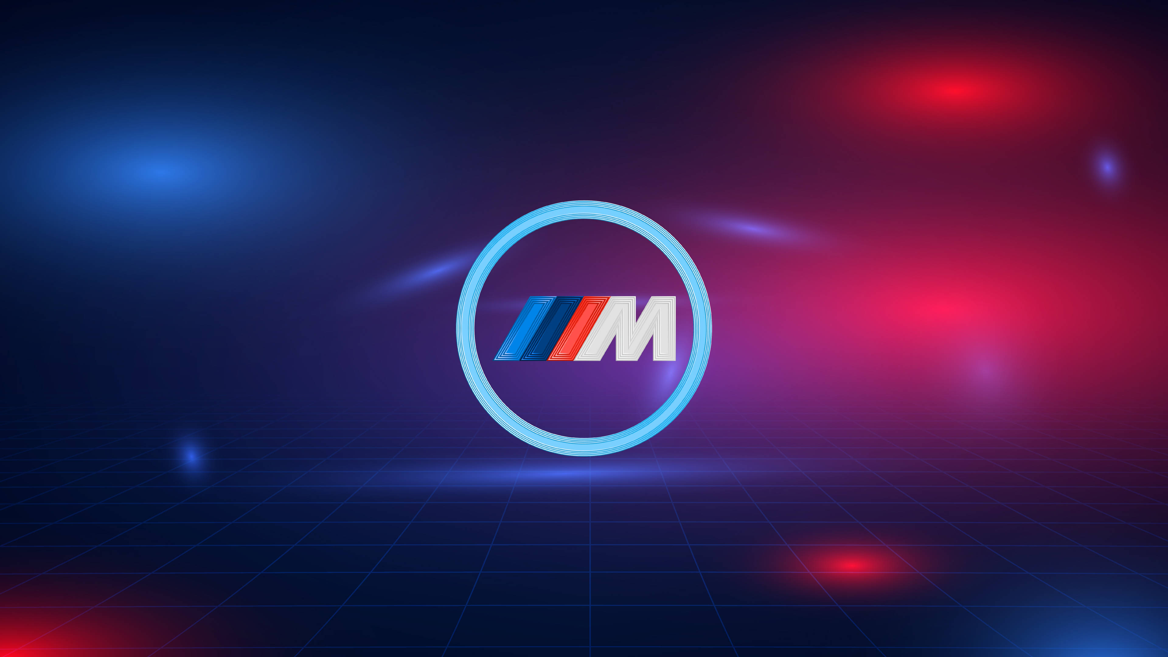 نیلے سرخ روشنیوں والا BMW M لوگو وال پیپر