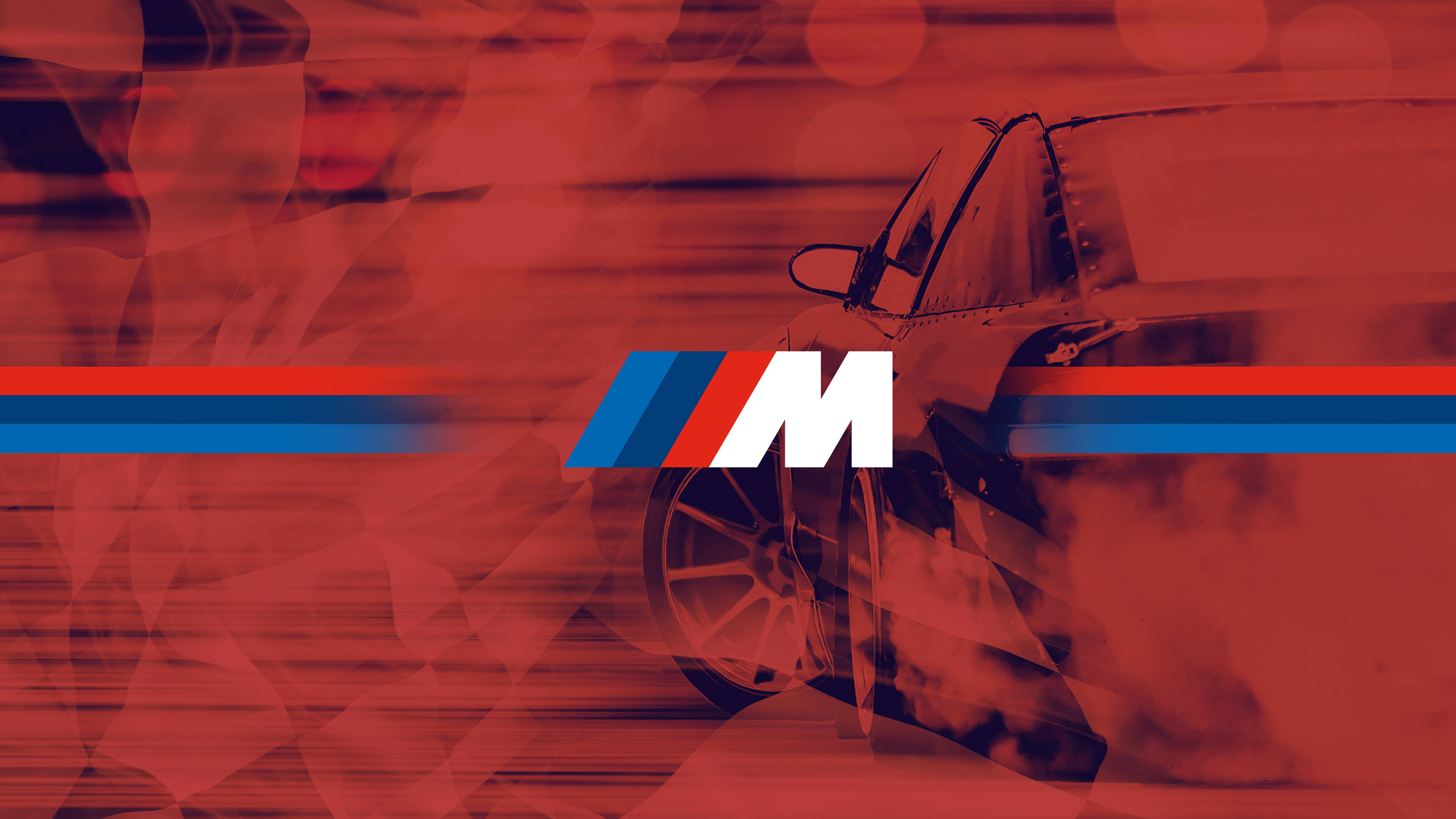 سرخ کار دھواں دار BMW M لوگو وال پیپر