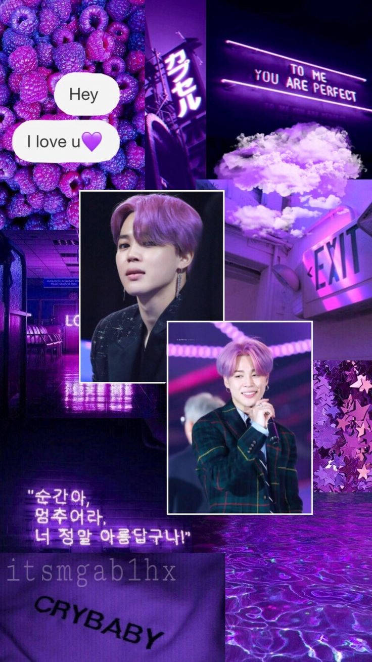 BTS جمالیاتی جیمن جامنی فین آرٹ وال پیپر