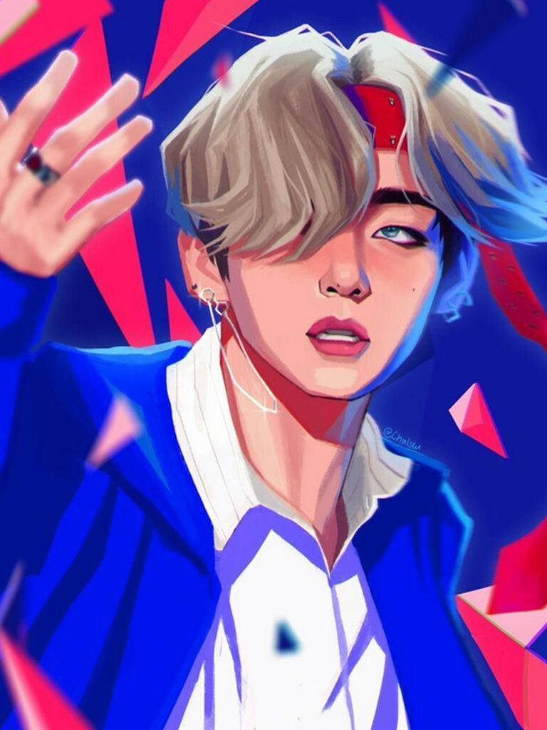 BTS Anime Taehyung ویکٹر آرٹ وال پیپر
