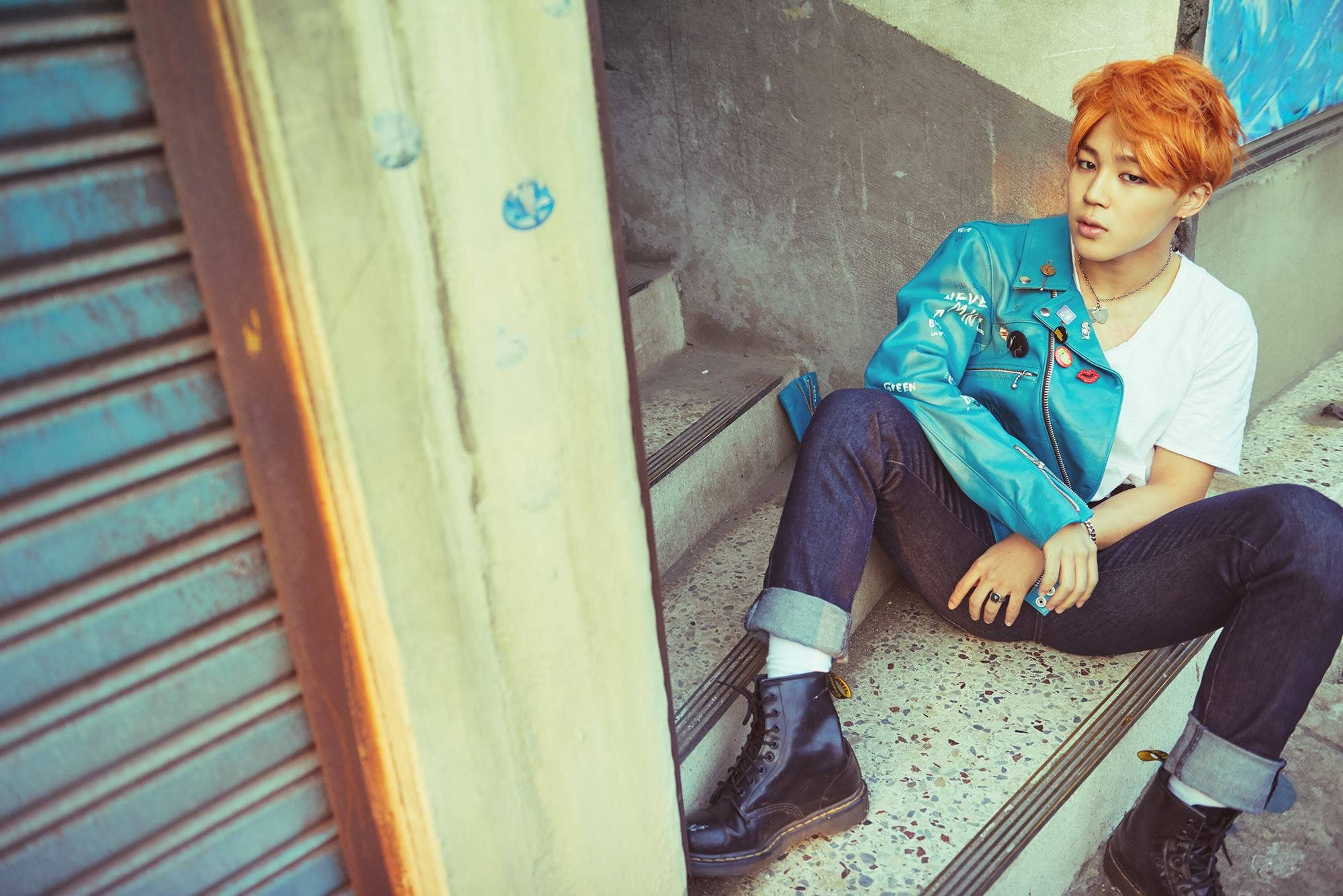 BTS Jimin کا نارنجی بالوں والا خوبصورت اسٹائل وال پیپر