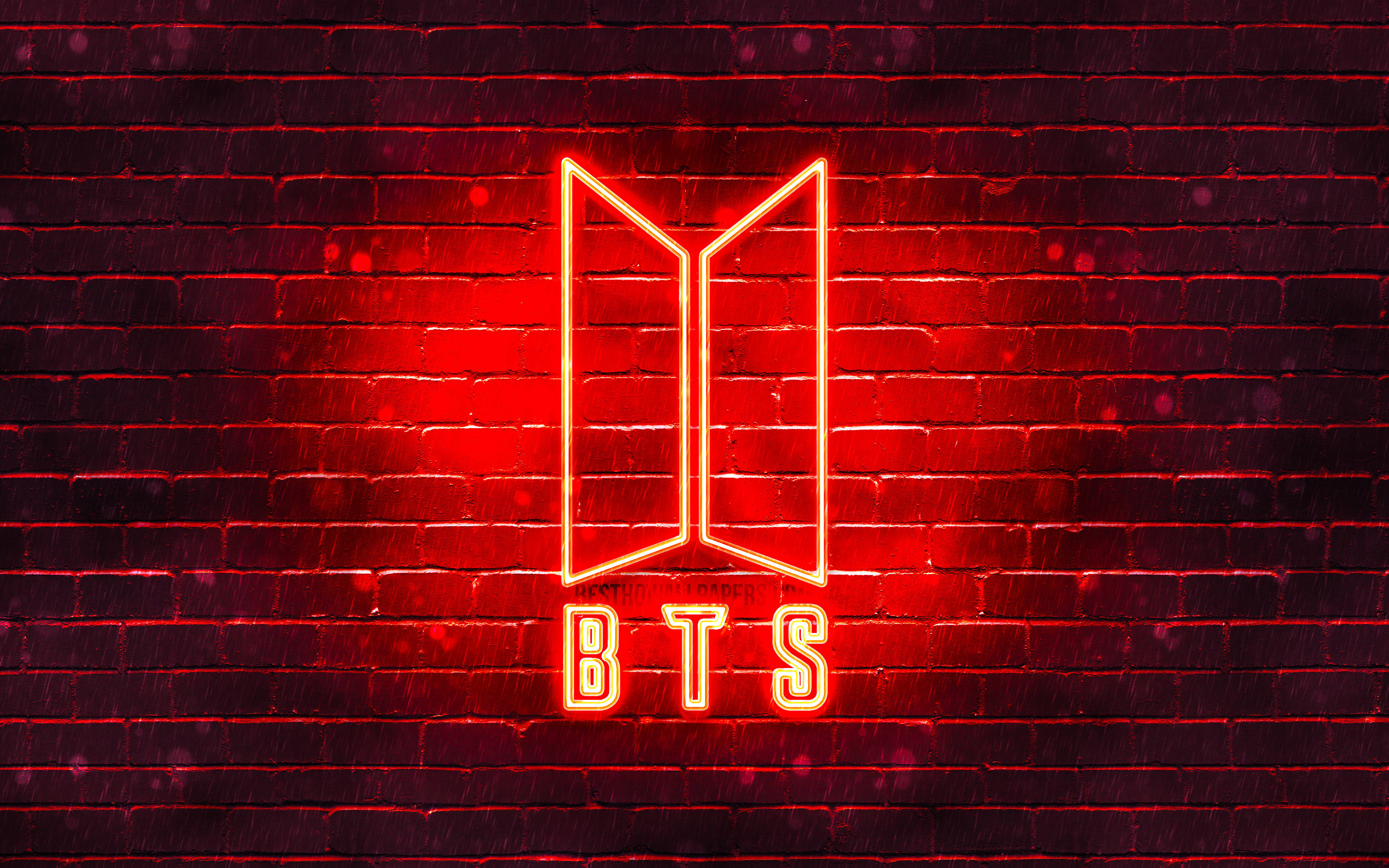 نیون ریڈ BTS لوگو وال پیپر