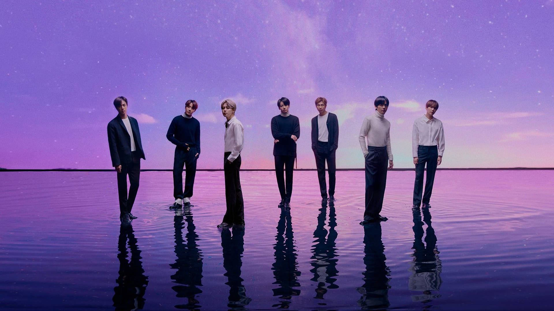 BTS جامنی عکاسی جمالیاتی — Bts گروپ فوٹو GIF وال پیپر