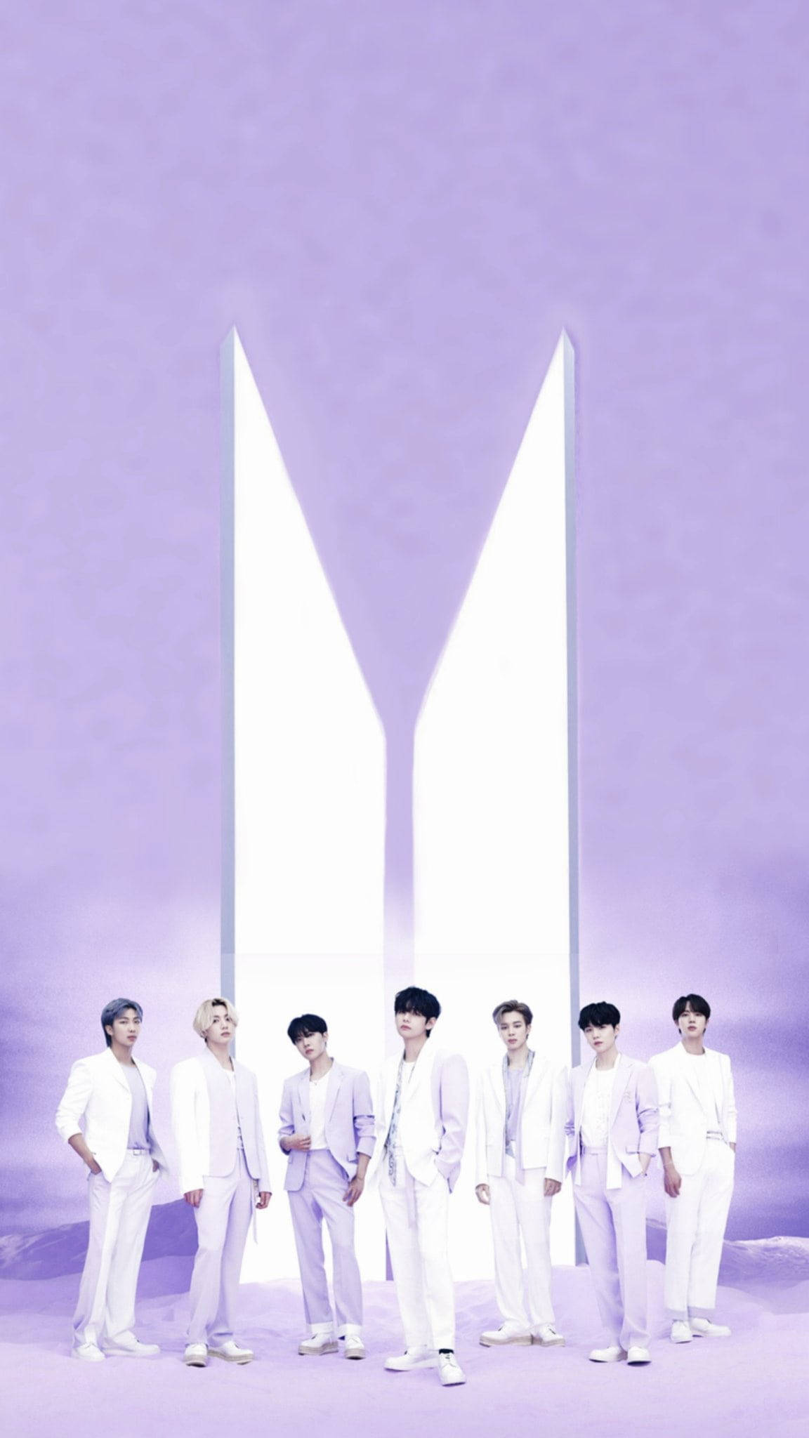 BTS سفید سوٹ جامنی جمالیاتی وال پیپر
