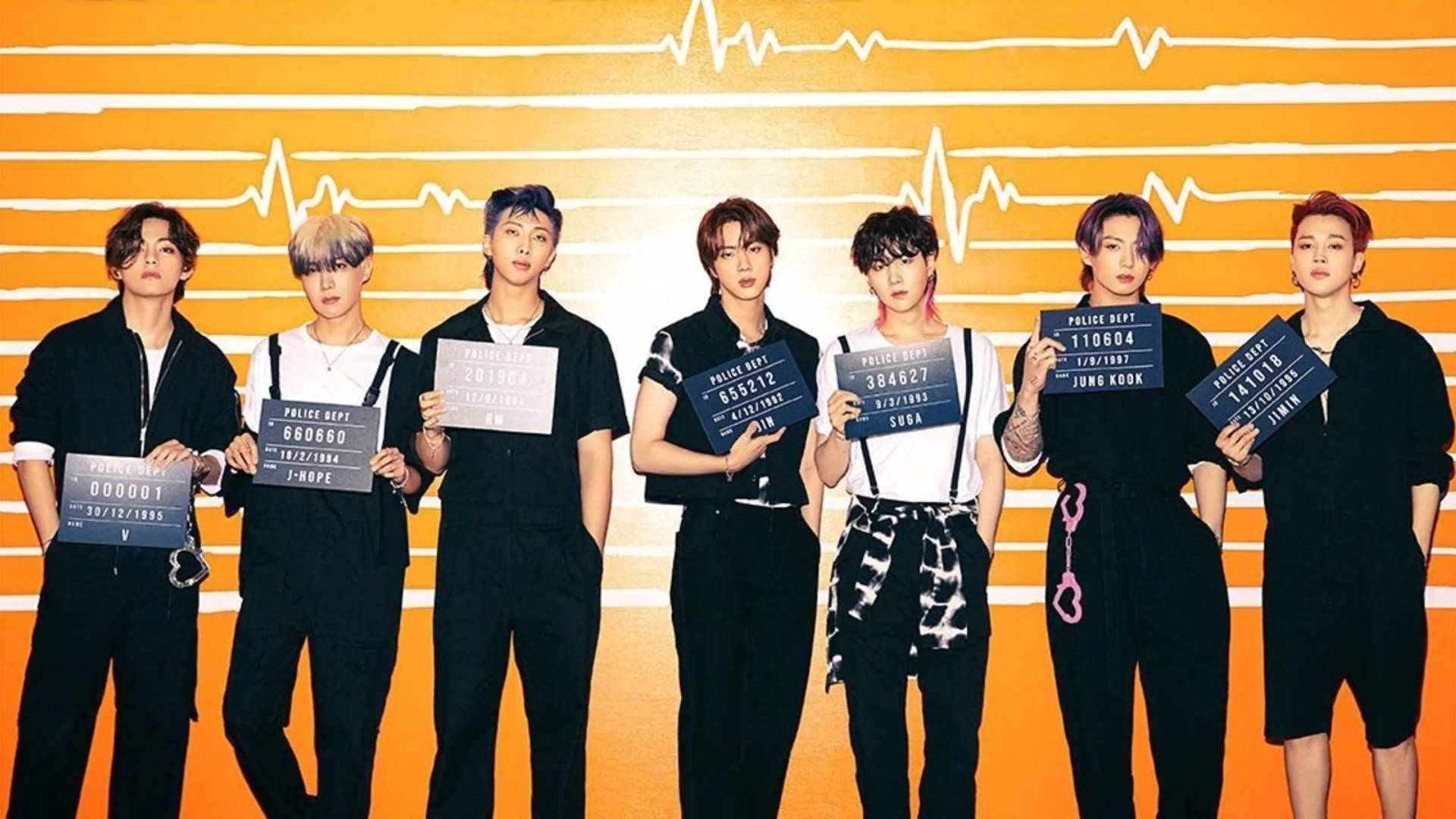 BTS مجسمہ لائن اپ ڈیسک ٹاپ وال پیپر