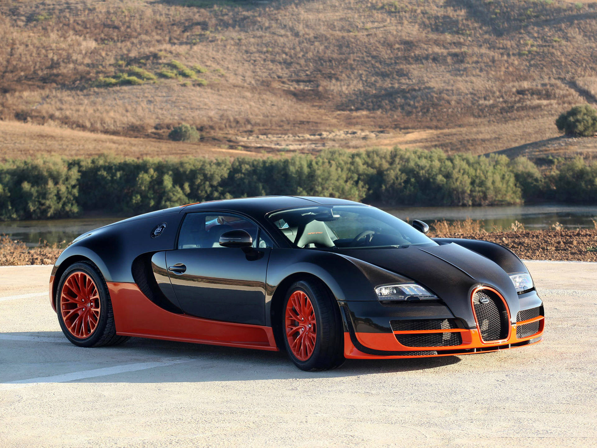 Bugatti Veyron باہر کھڑی وال پیپر