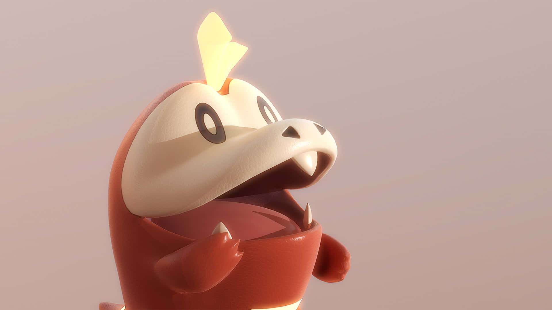 Fuecoco Pokemon منہ کھولے ہوئے 3D وال پیپر