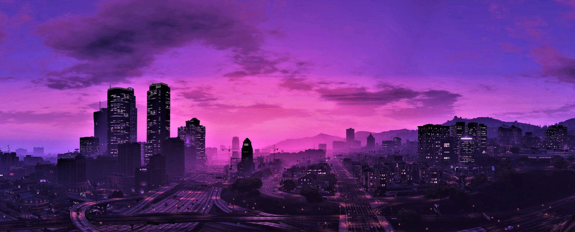 GTA 5 جامنی اسکائی لائن 1080p گیمنگ — گیمنگ جیف وال پیپر