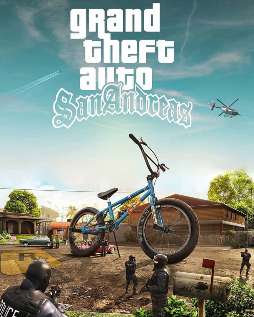 GTA بیک گراؤنڈ گرینڈ تھیفٹ آٹو سان اینڈریاس بڑی BMX بائیک وال پیپر