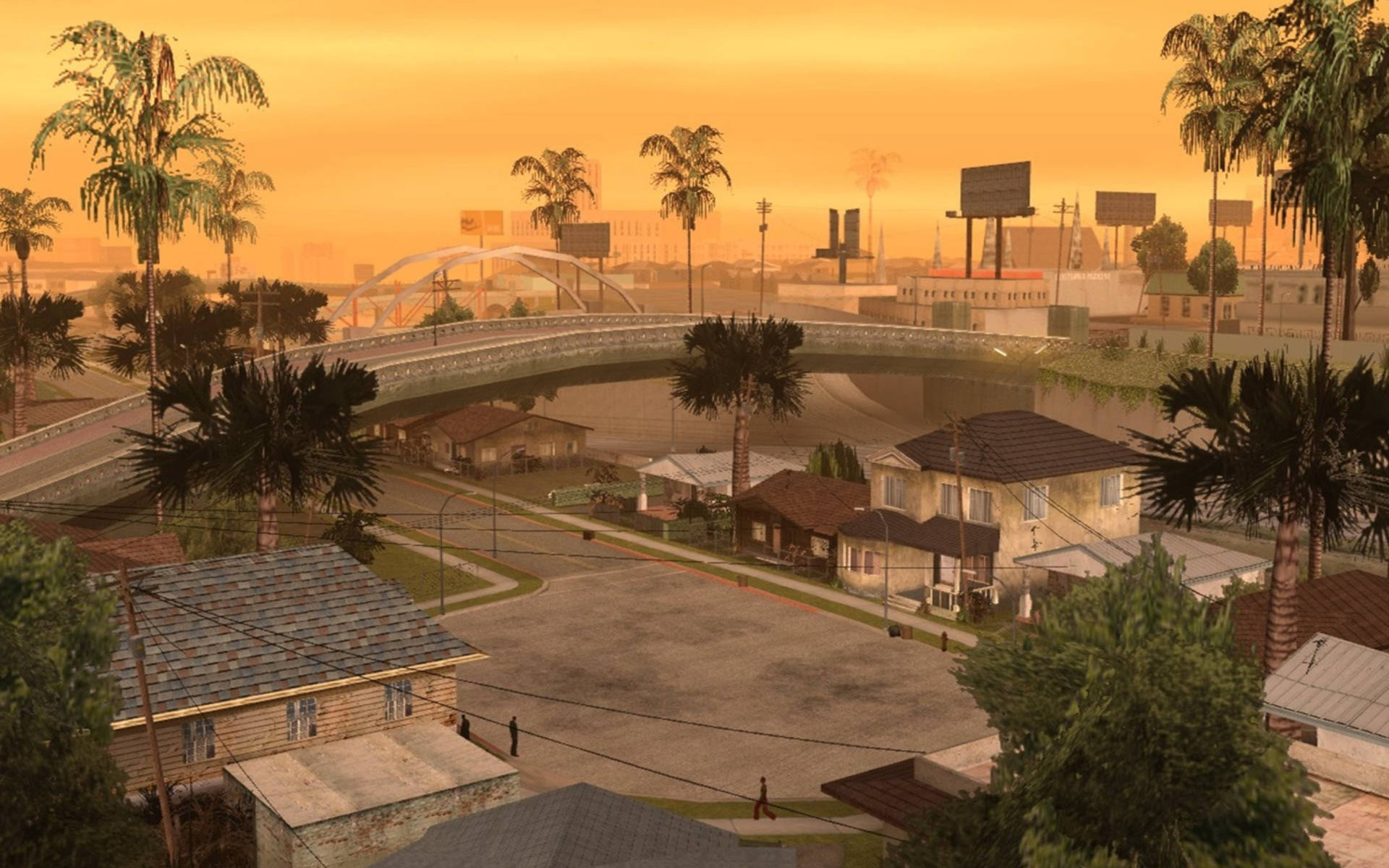 GTA SA 4K شہر کا غروب آفتاب وال پیپر