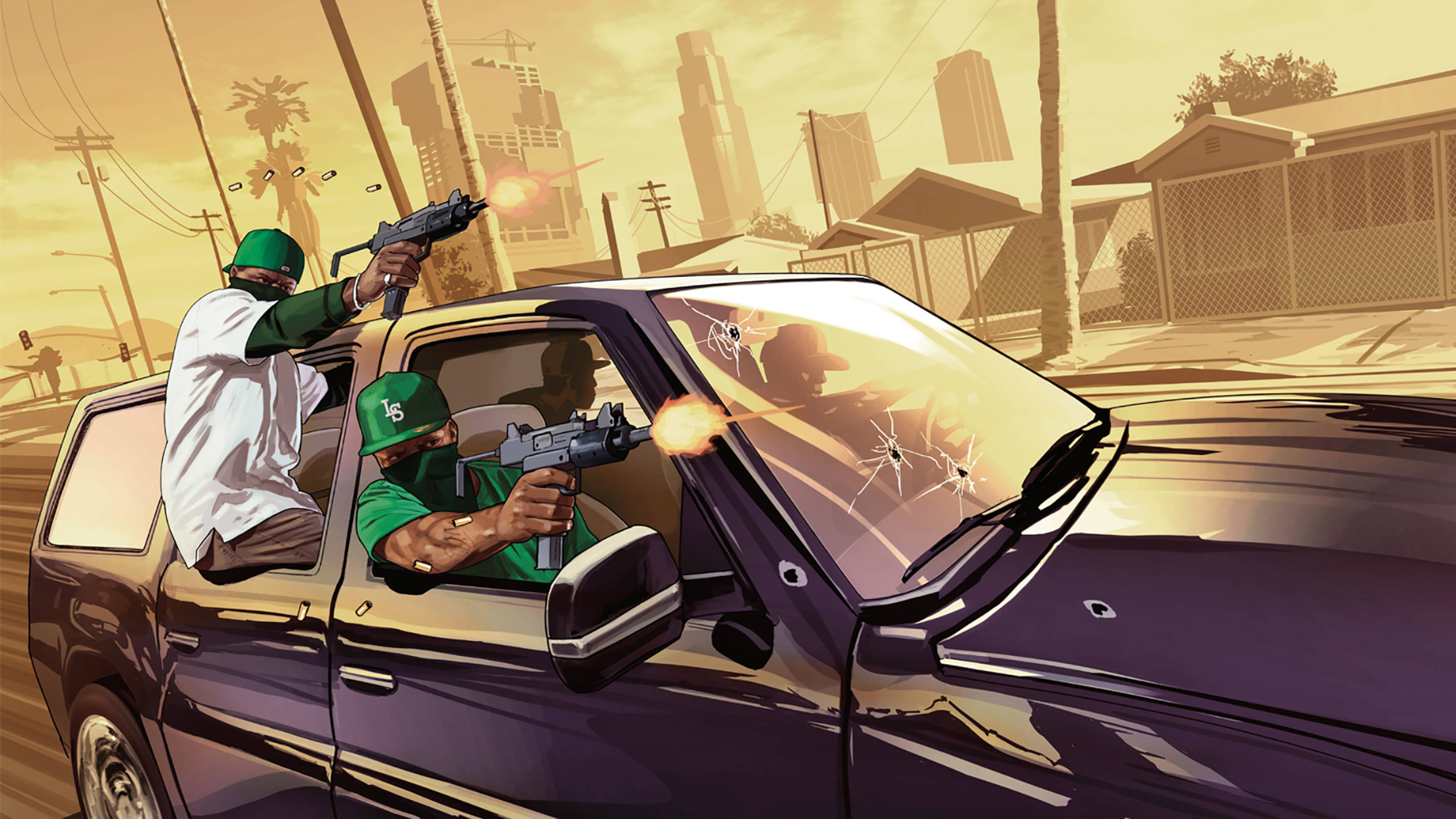 GTA SA 4K کار شوٹنگ وال پیپر