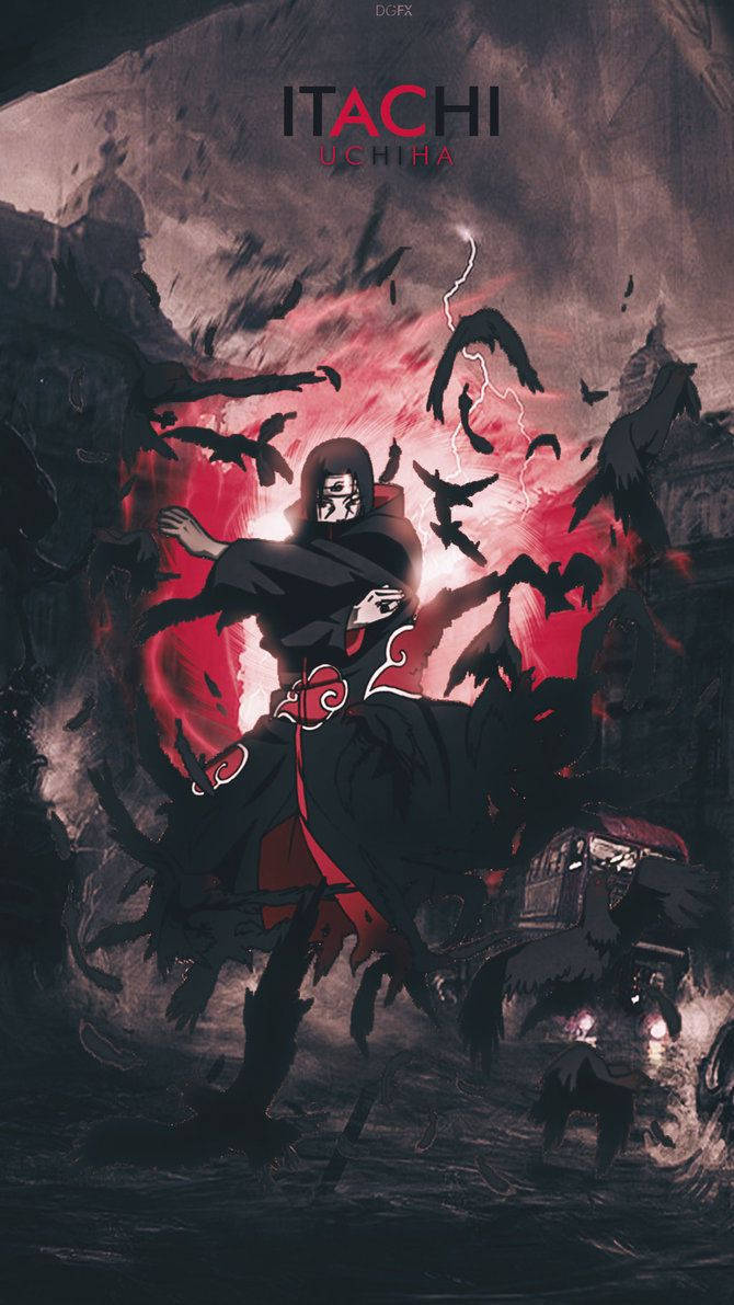 Itachi Uchiha کا آئی فون کالے کووں کے ساتھ وال پیپر