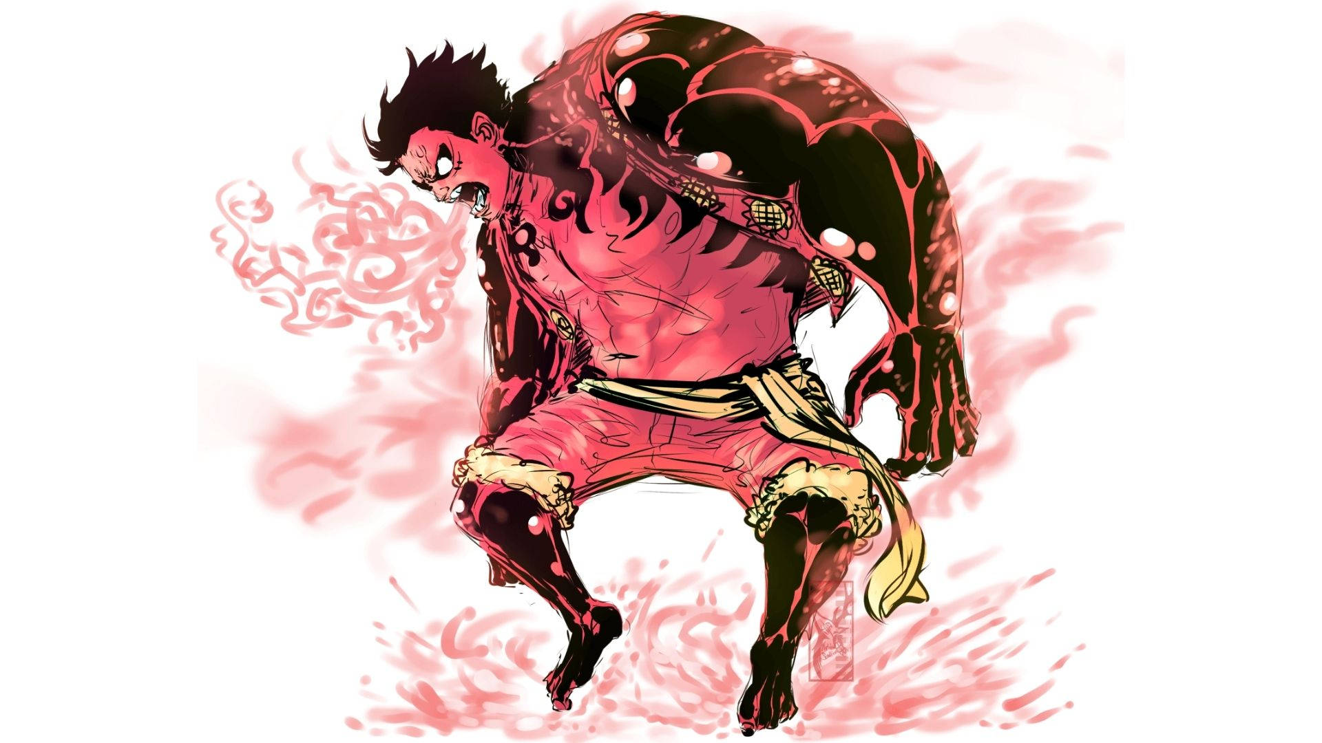 Luffy گیئر 4 سرخ جسم وال پیپر
