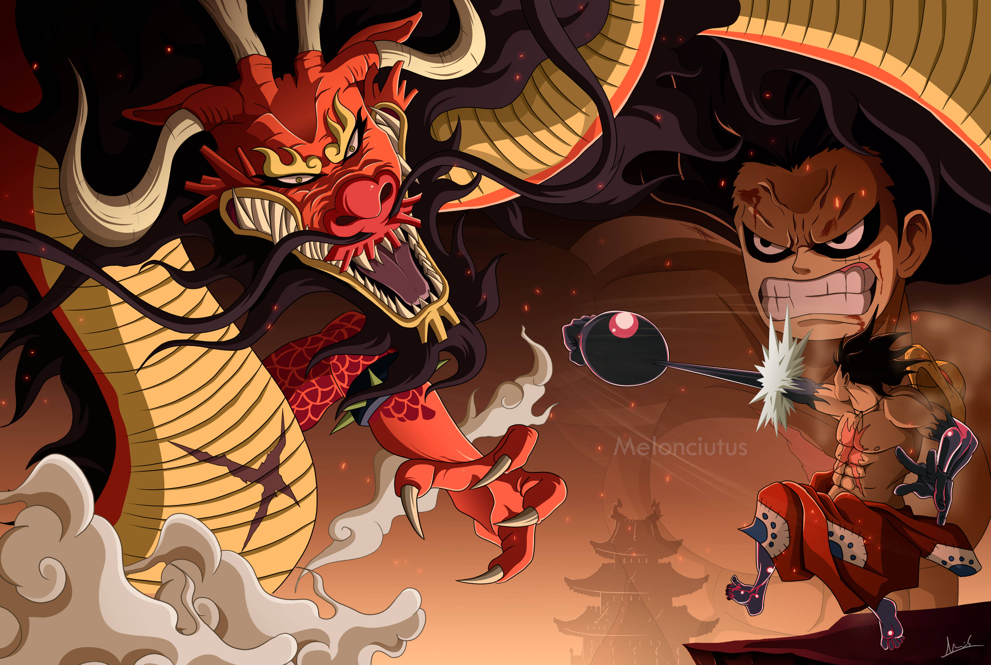Luffy Gear 4 بمقابلہ Kaido وال پیپر