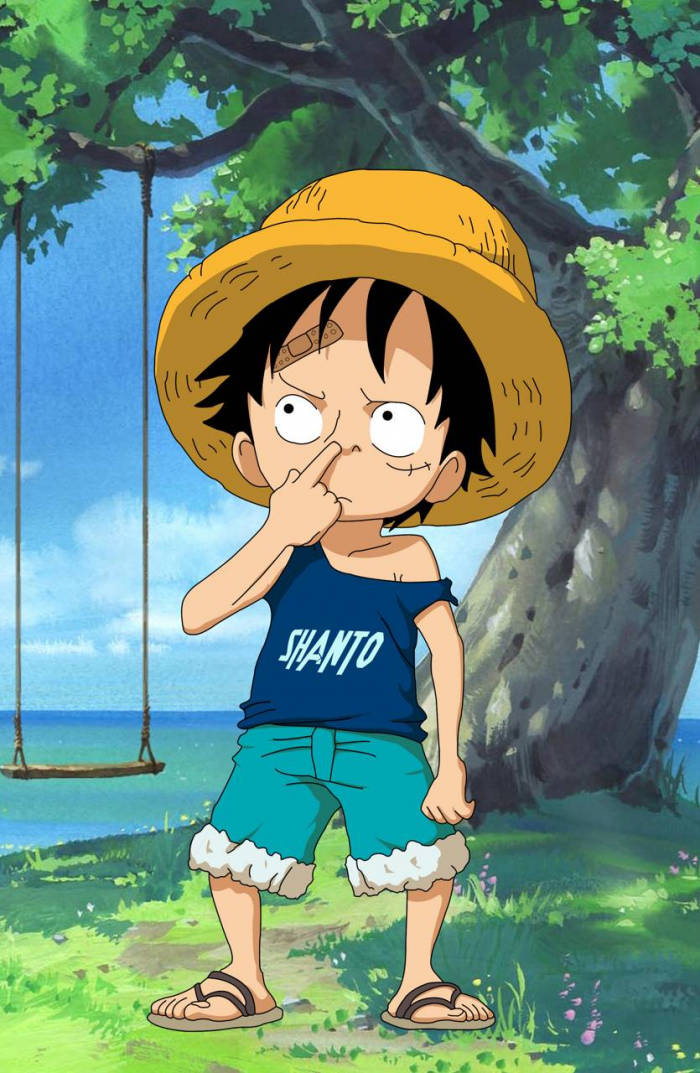 Luffy کا مضحکہ خیز پوز بیچ پر وال پیپر