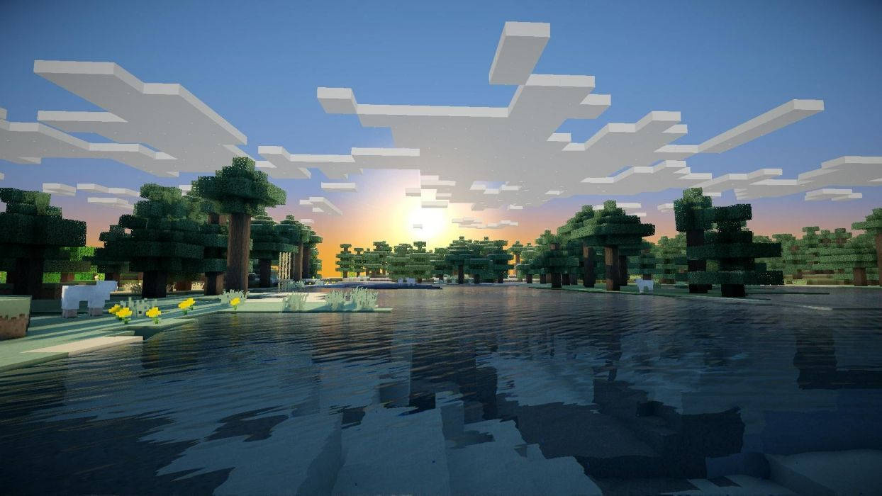 Minecraft بادلوں والی صبح کا قدرتی منظر والیپپر