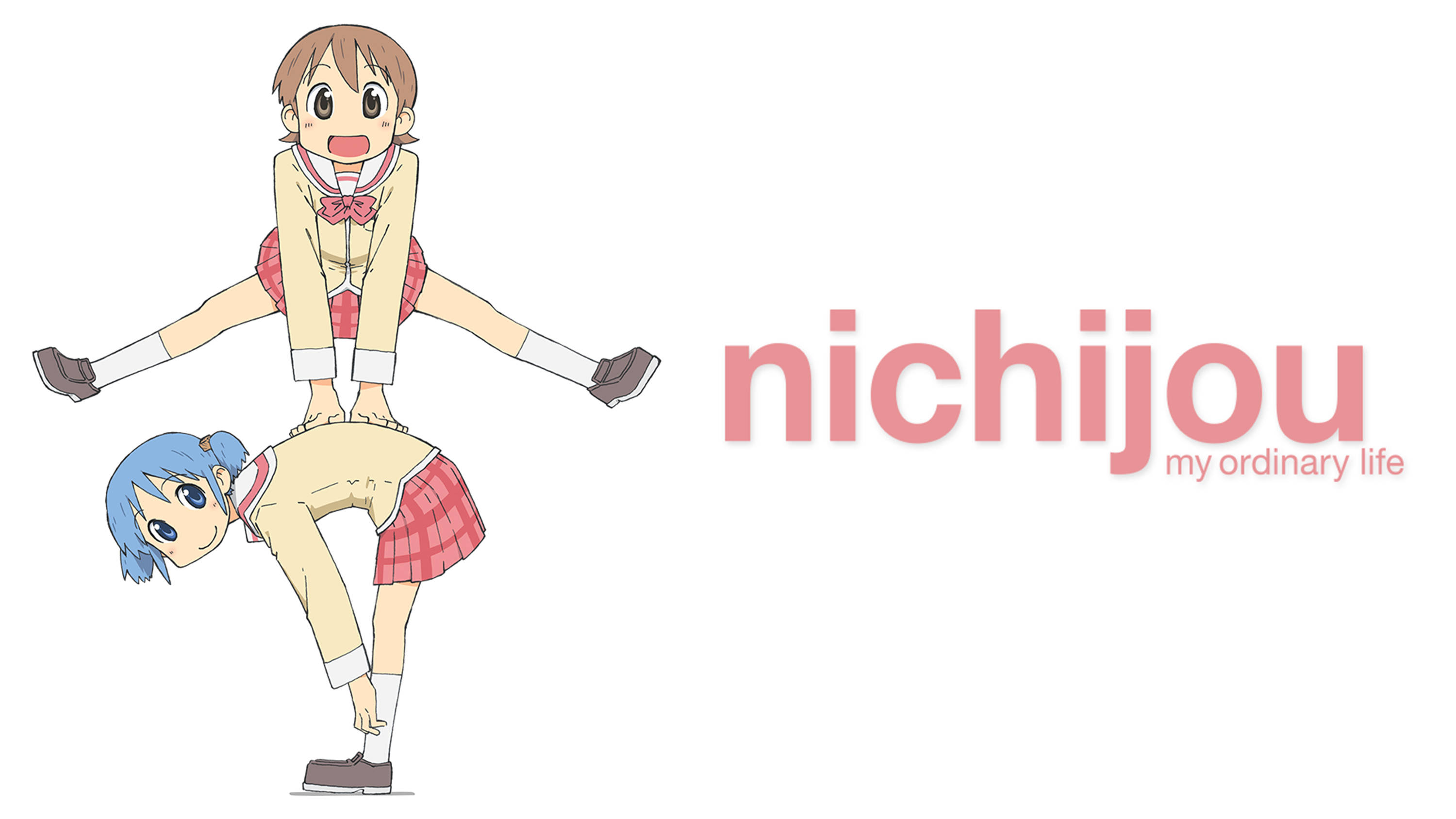 Nichijou چھلانگ لگانے والا سفید پس منظر وال پیپر