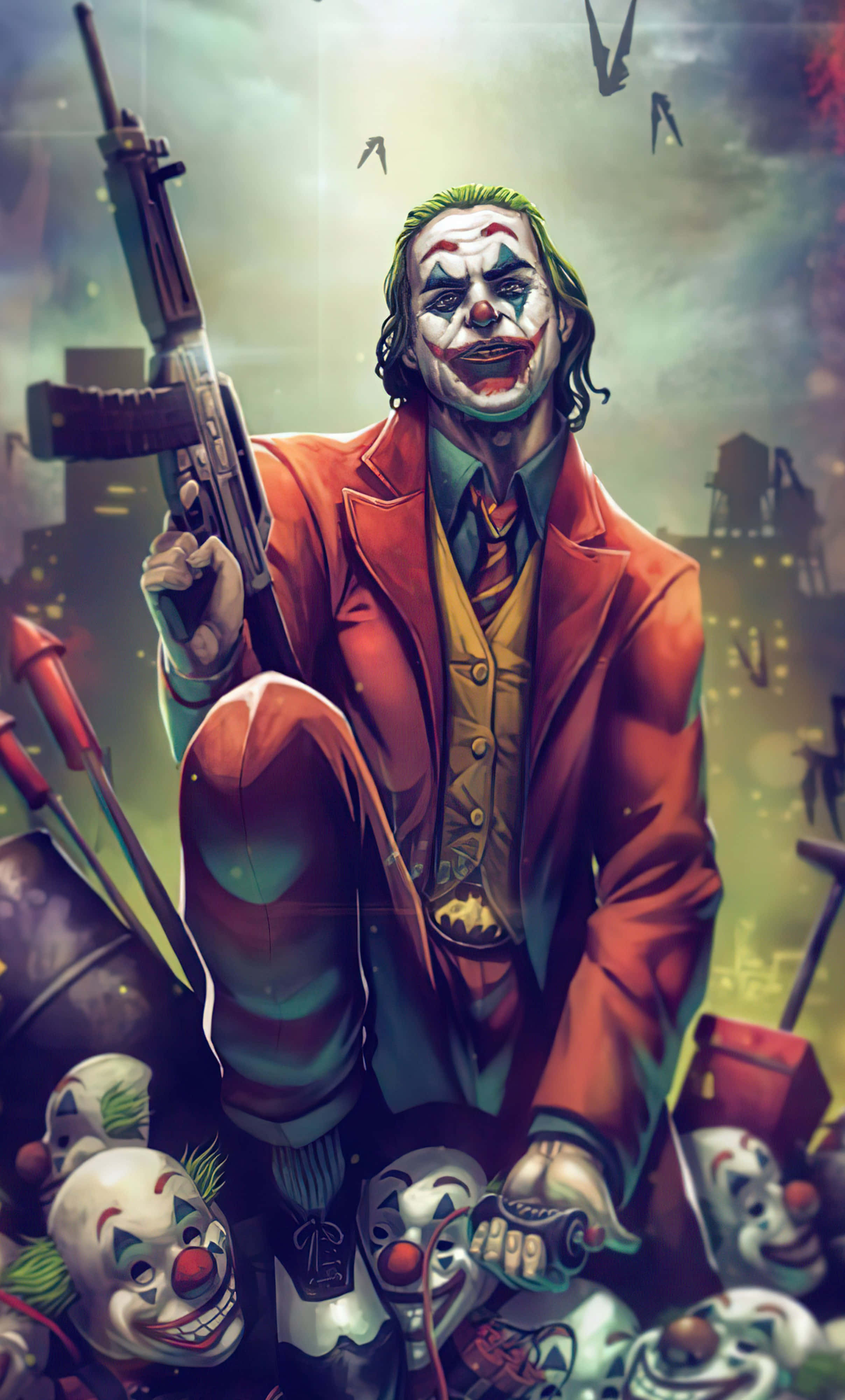 Nolvam Clown Gun Joker 4K فون وال پیپر