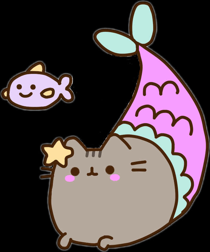 Pusheen متسیا اور مچھلی دوست وال پیپر