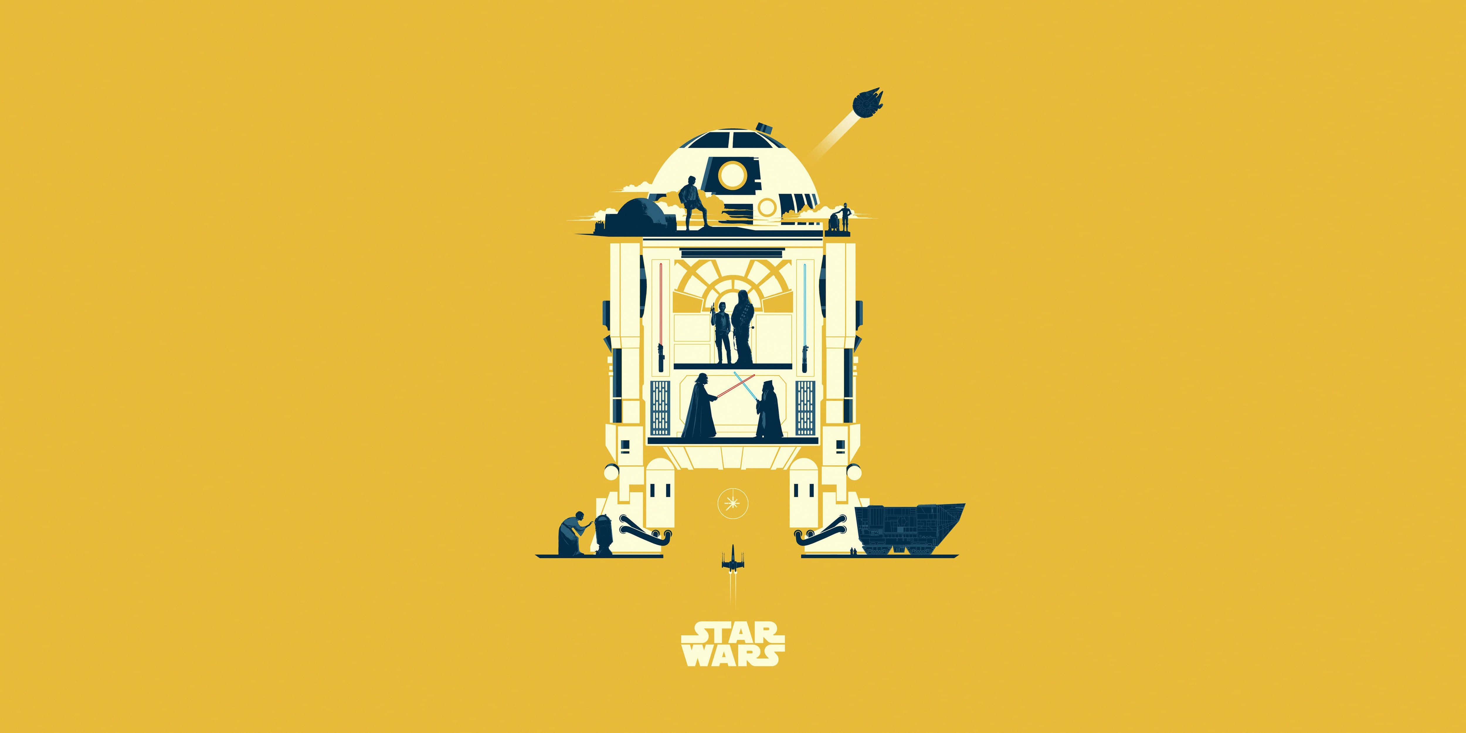 پیلا R2-D2 آئی پیڈ وال پیپر