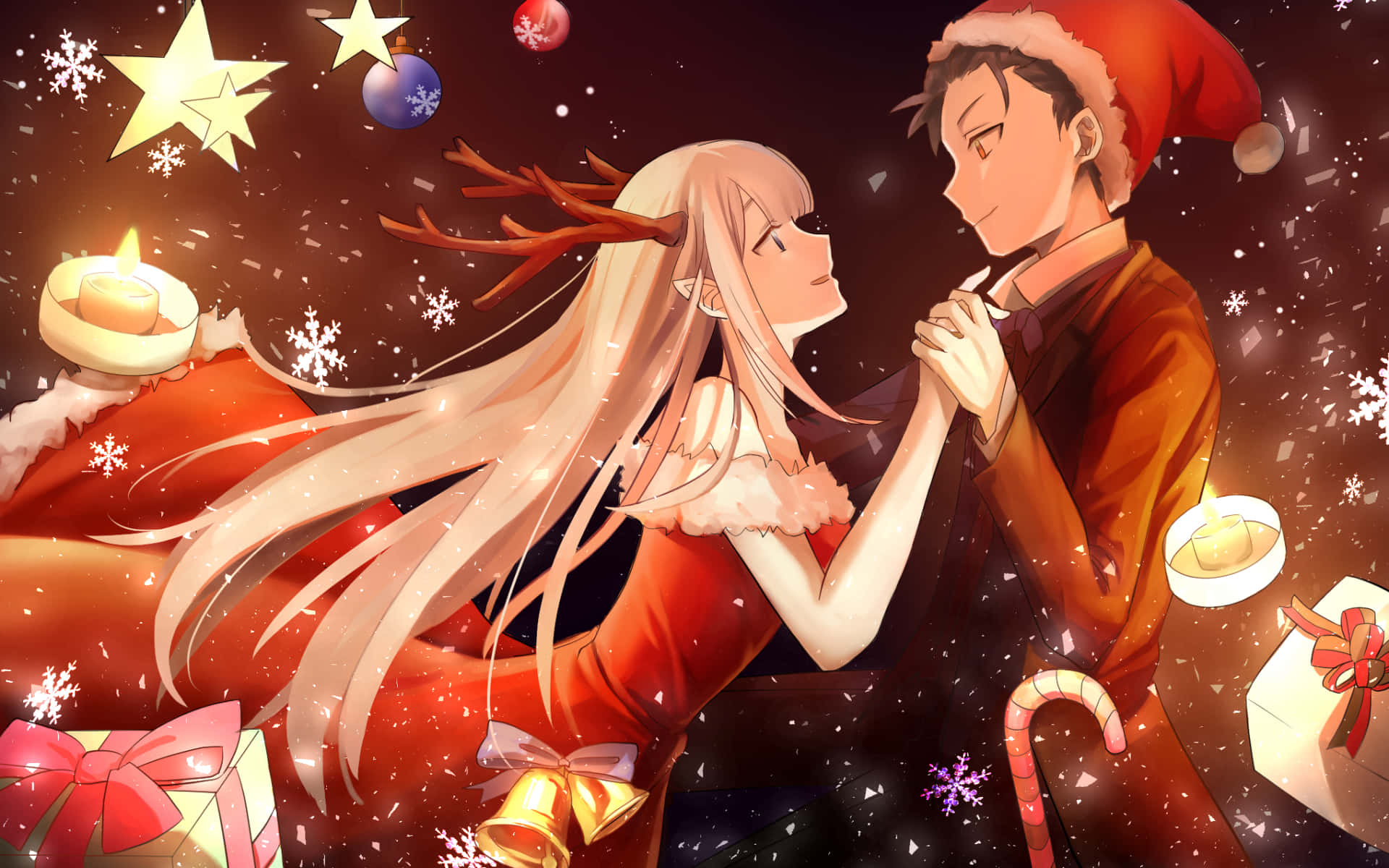 Re: Zero Anime کرسمس جوڑے کی تصویر وال پیپر