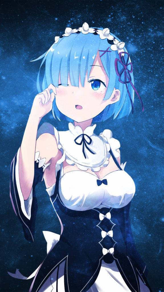 گلیکسی فون بیک گراؤنڈ Re:Zero کی ریم کے ساتھ وال پیپر
