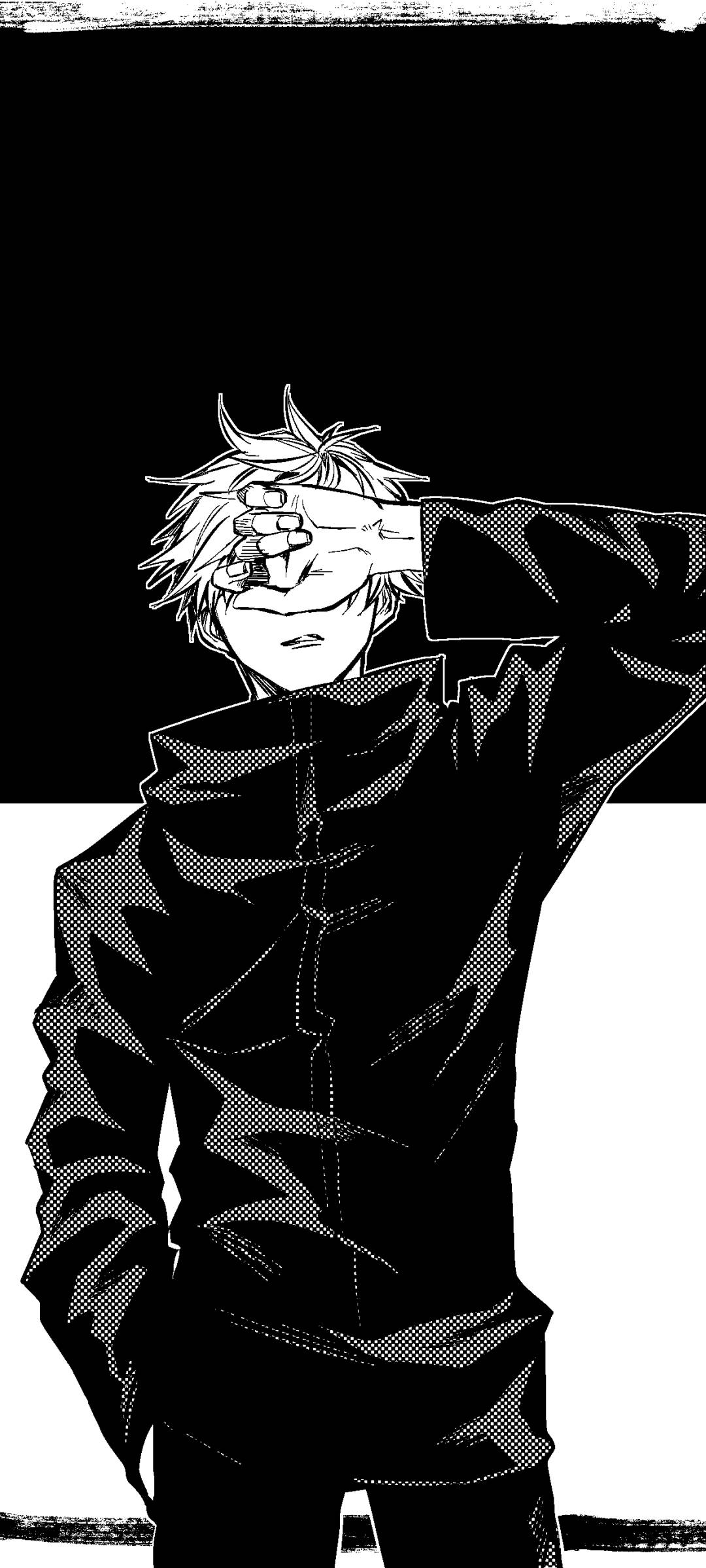 Satoru Gojo مونوکروم آرٹ Jujutsu Kaisen فون وال پیپر