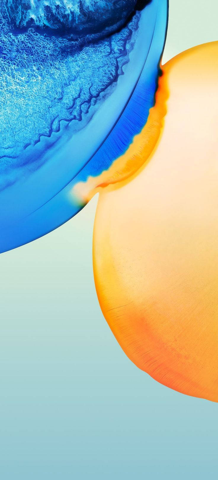 Vivo Y20 نیلے اور نارنجی بلبلے وال پیپر