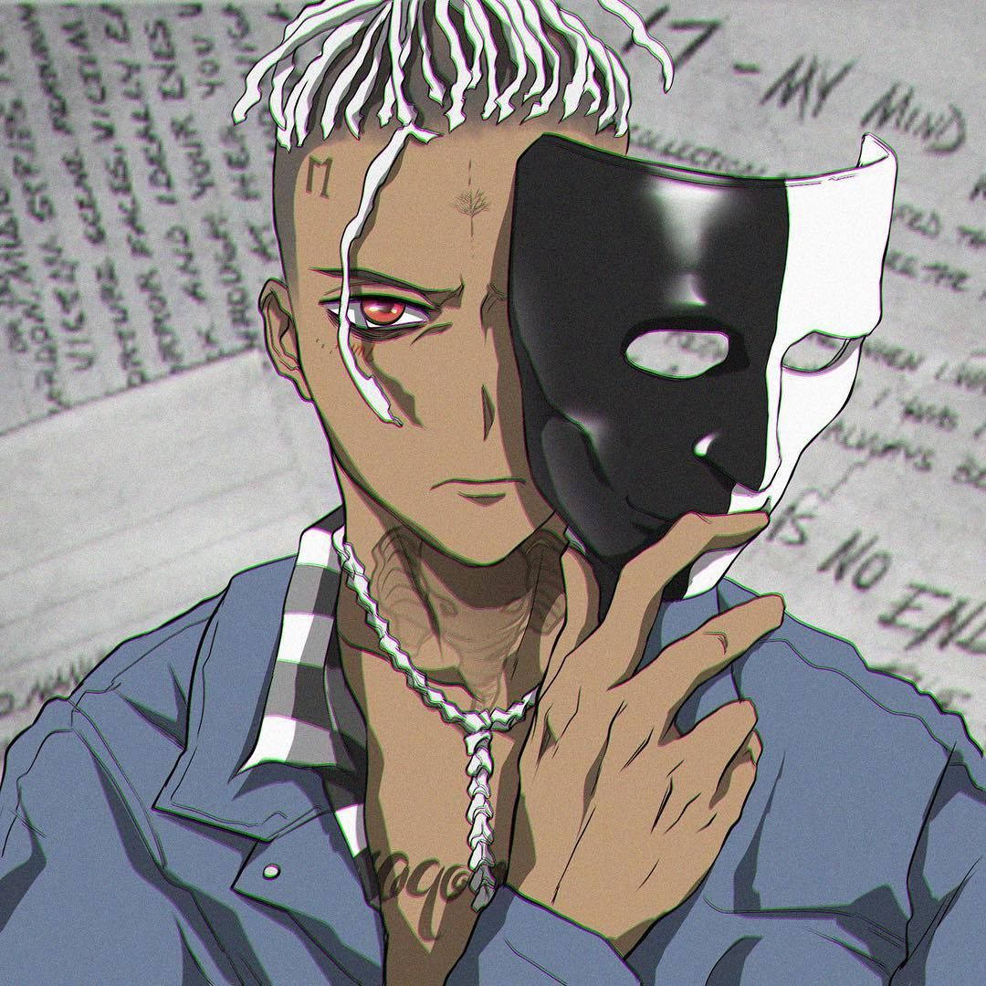 Xxxtentacion اینیمے سیاہ اور سفید ماسک وال پیپر