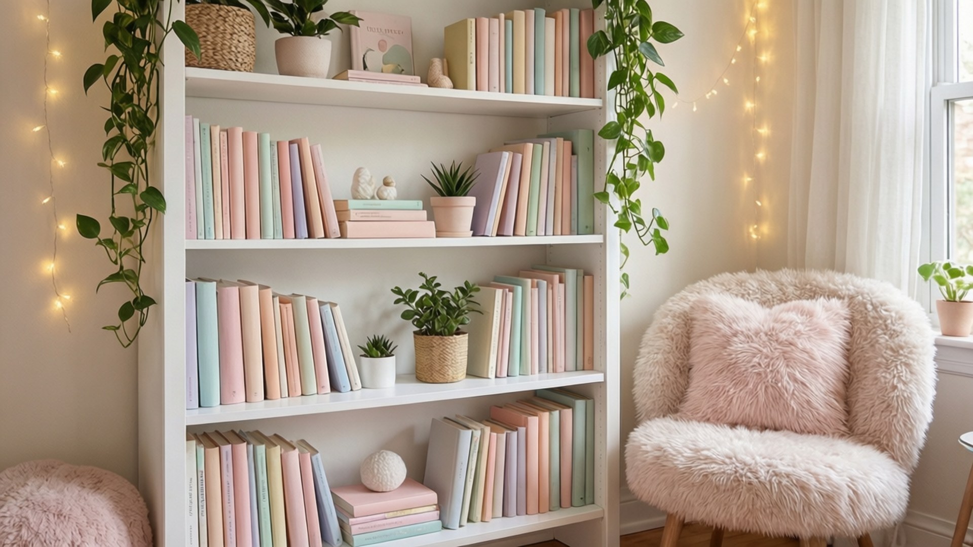 آرام دہ کتابوں کی الماری کا کونا وال پیپر