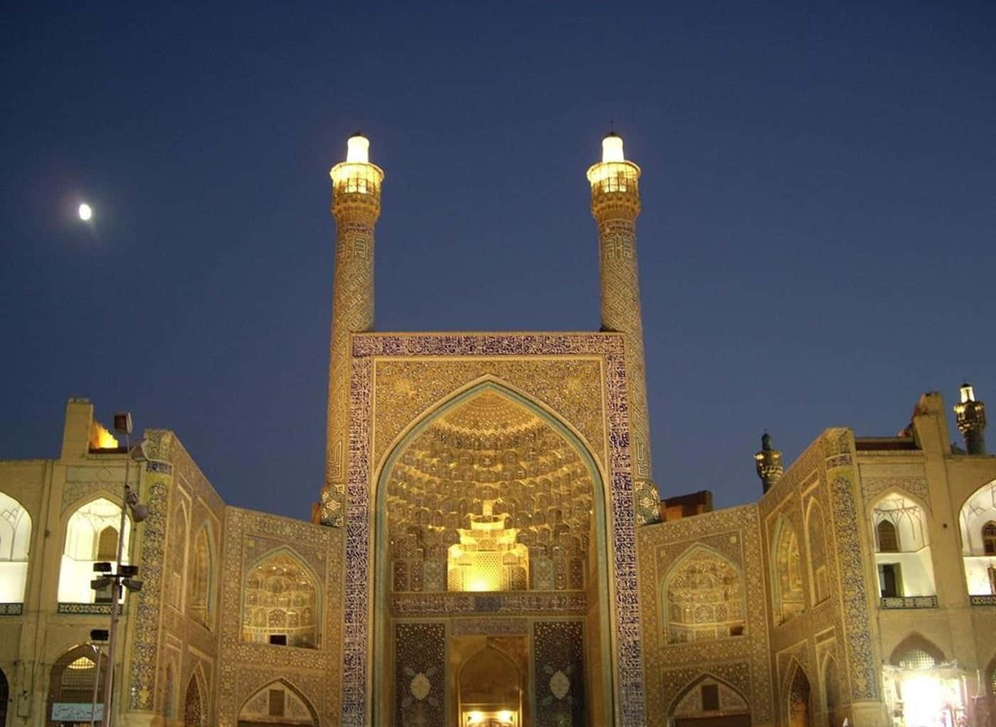 اصفہان عباسی عظیم مسجد رات کے وقت وال پیپر